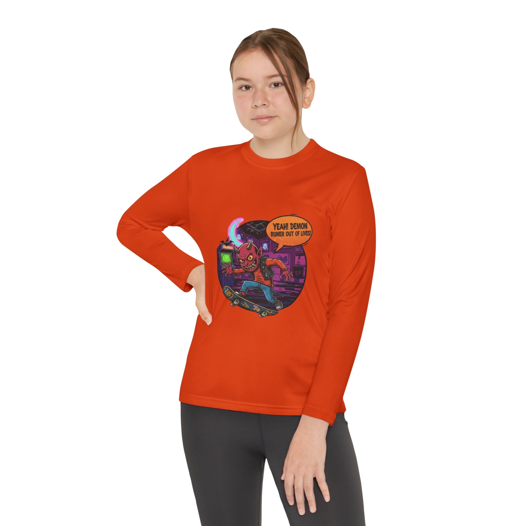 Youth Long Sleeve Graphic Tee, Fun Kids Shirt, Halloween Costume Top, Creative Gift for Boys, Unique Kids Fashion