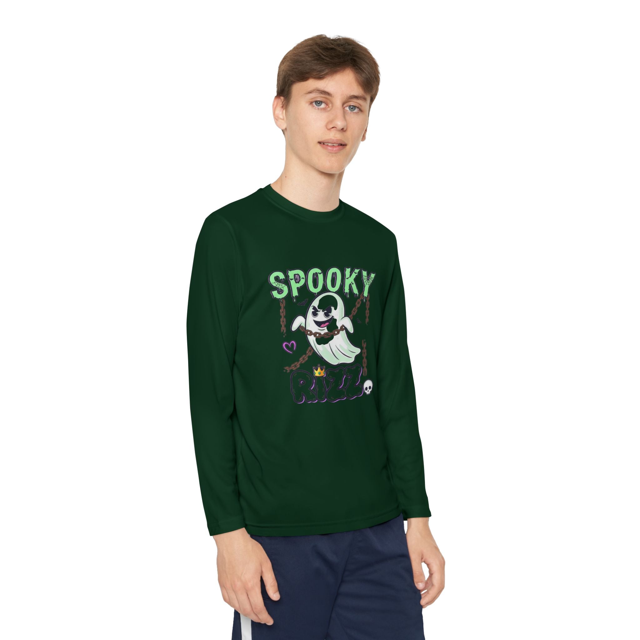 Spooky Long Sleeve Tee, Kids Ghost Shirt, Halloween Shirt, Youth Halloween Apparel, Spooky Vibes Tee, Ghostly Fun Wear
