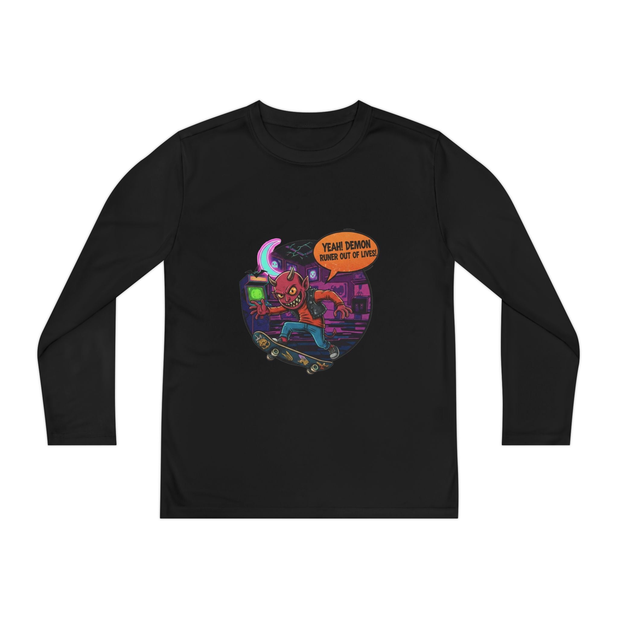 Youth Long Sleeve Graphic Tee, Fun Kids Shirt, Halloween Costume Top, Creative Gift for Boys, Unique Kids Fashion