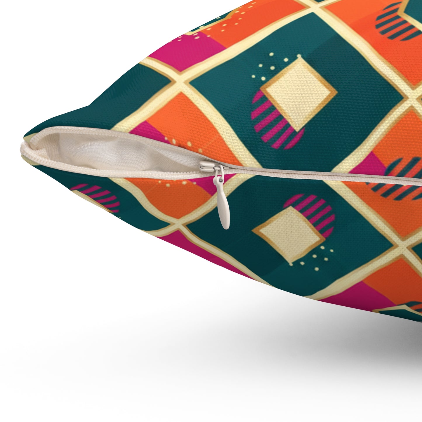 Retro Geometric Ikat Diamond Pillow — Colorful Retro Pattern Accent Cushion (free shipping)