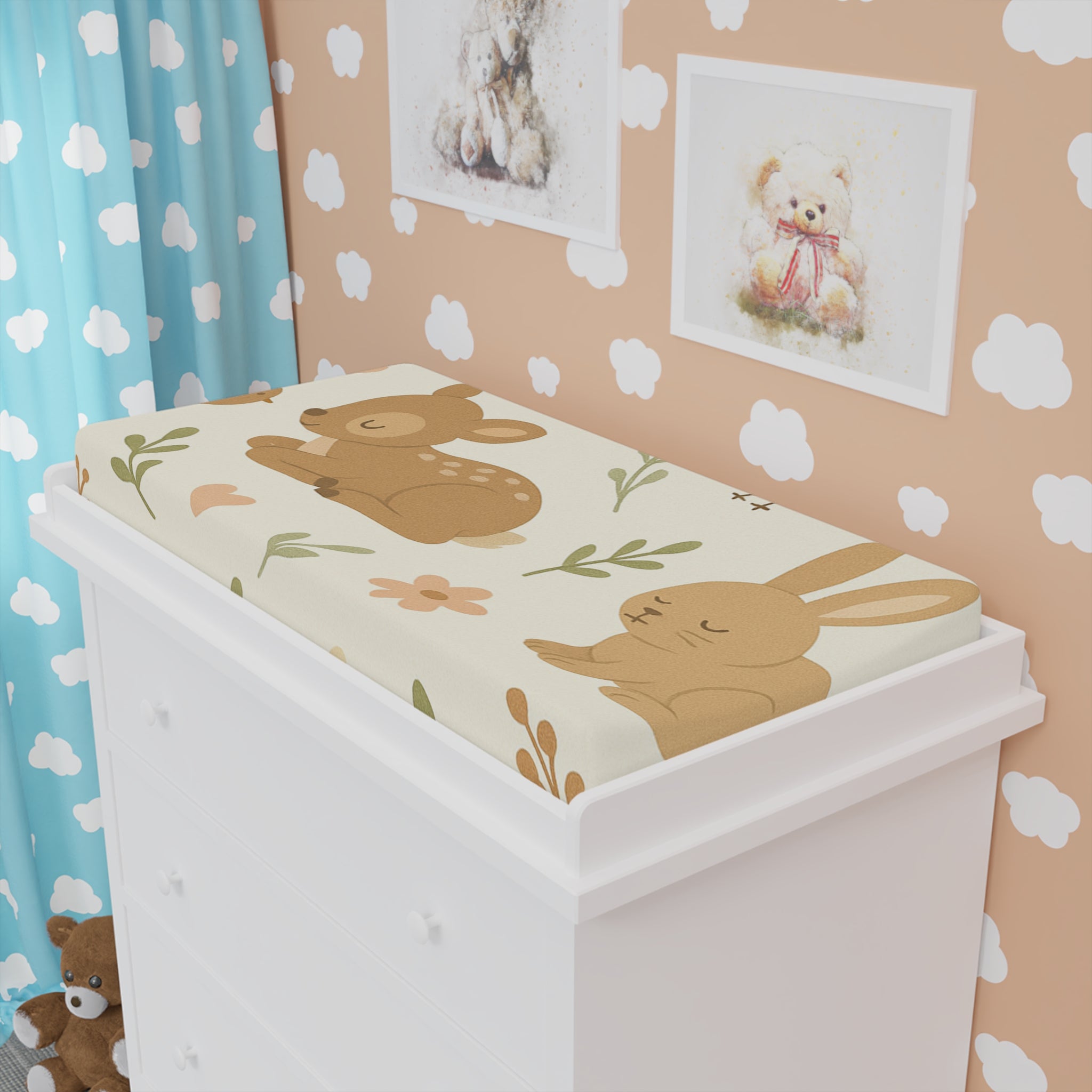 Floral Woodland Baby Changing Pad Cover - Soft and Stylish Nursery Accessory