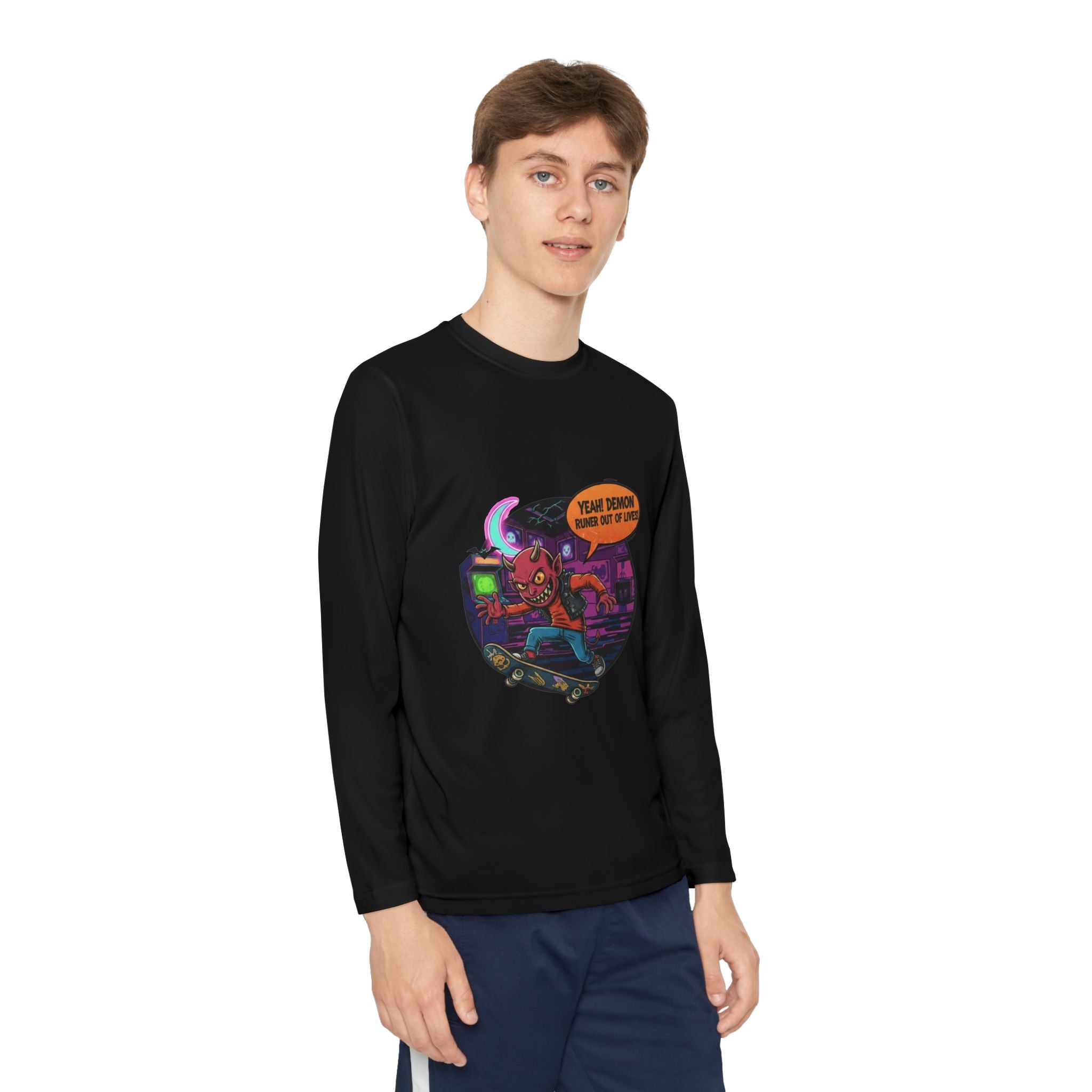 Youth Long Sleeve Graphic Tee, Fun Kids Shirt, Halloween Costume Top, Creative Gift for Boys, Unique Kids Fashion