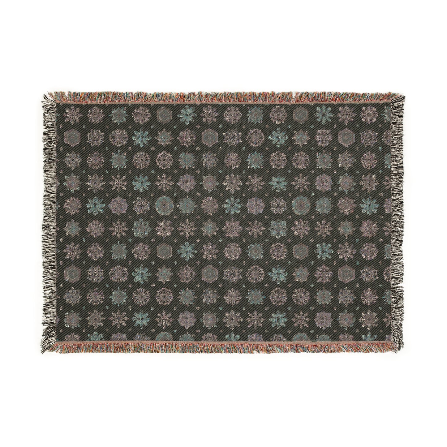 Snowflake pattern Woven Throw Blanket — Reversible Vintage-Inspired Cozy Throw
