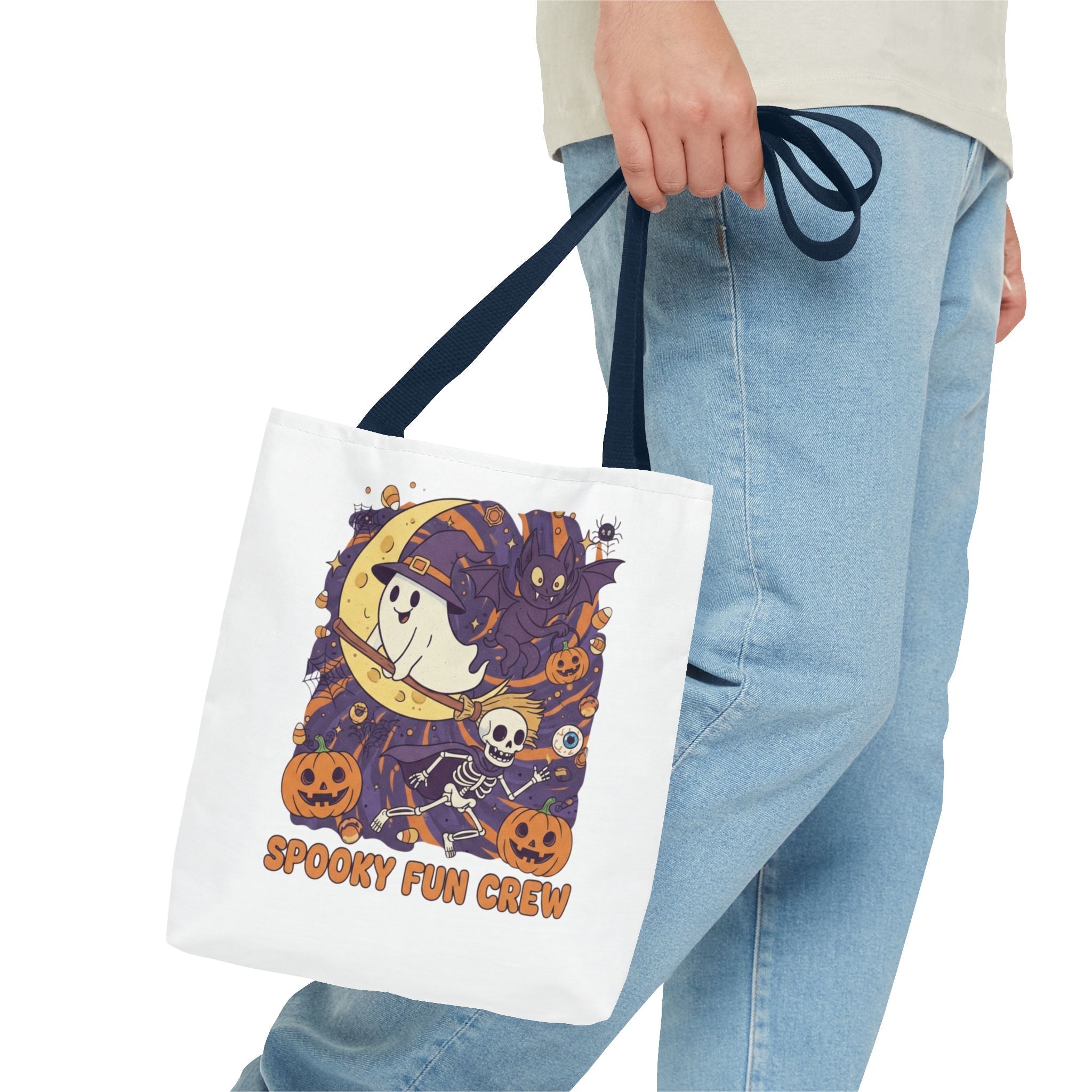 Spooky Fun Crew Halloween Tote Bag, Trick or Treat Bag, Haunted House Accessory, Fall Gift, Party Favor