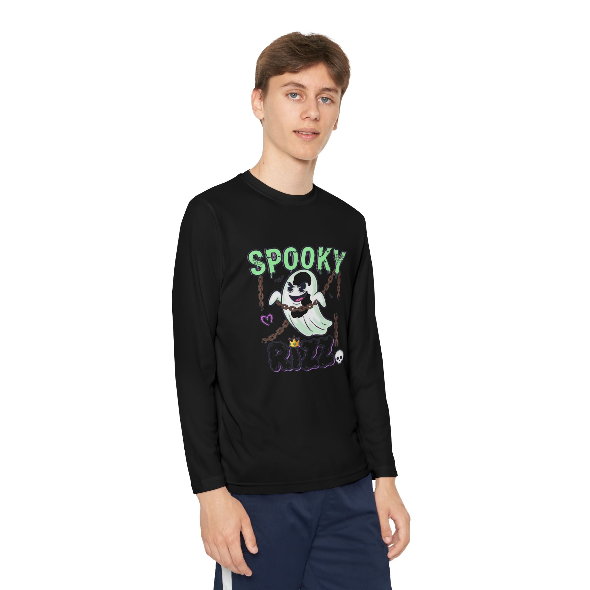 Spooky Long Sleeve Tee, Kids Ghost Shirt, Halloween Shirt, Youth Halloween Apparel, Spooky Vibes Tee, Ghostly Fun Wear