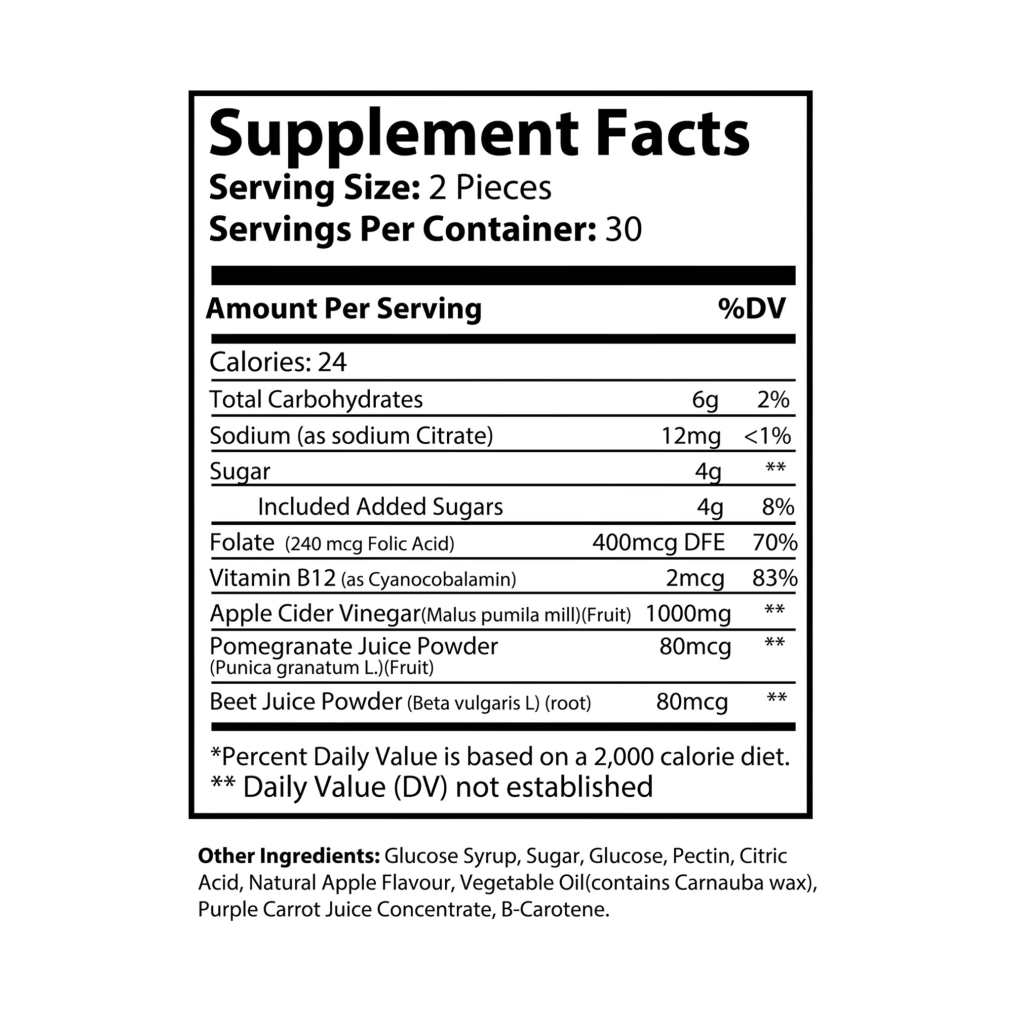 Base Camp Vital Apple Cider Vinegar Gummies (60 Gummies)