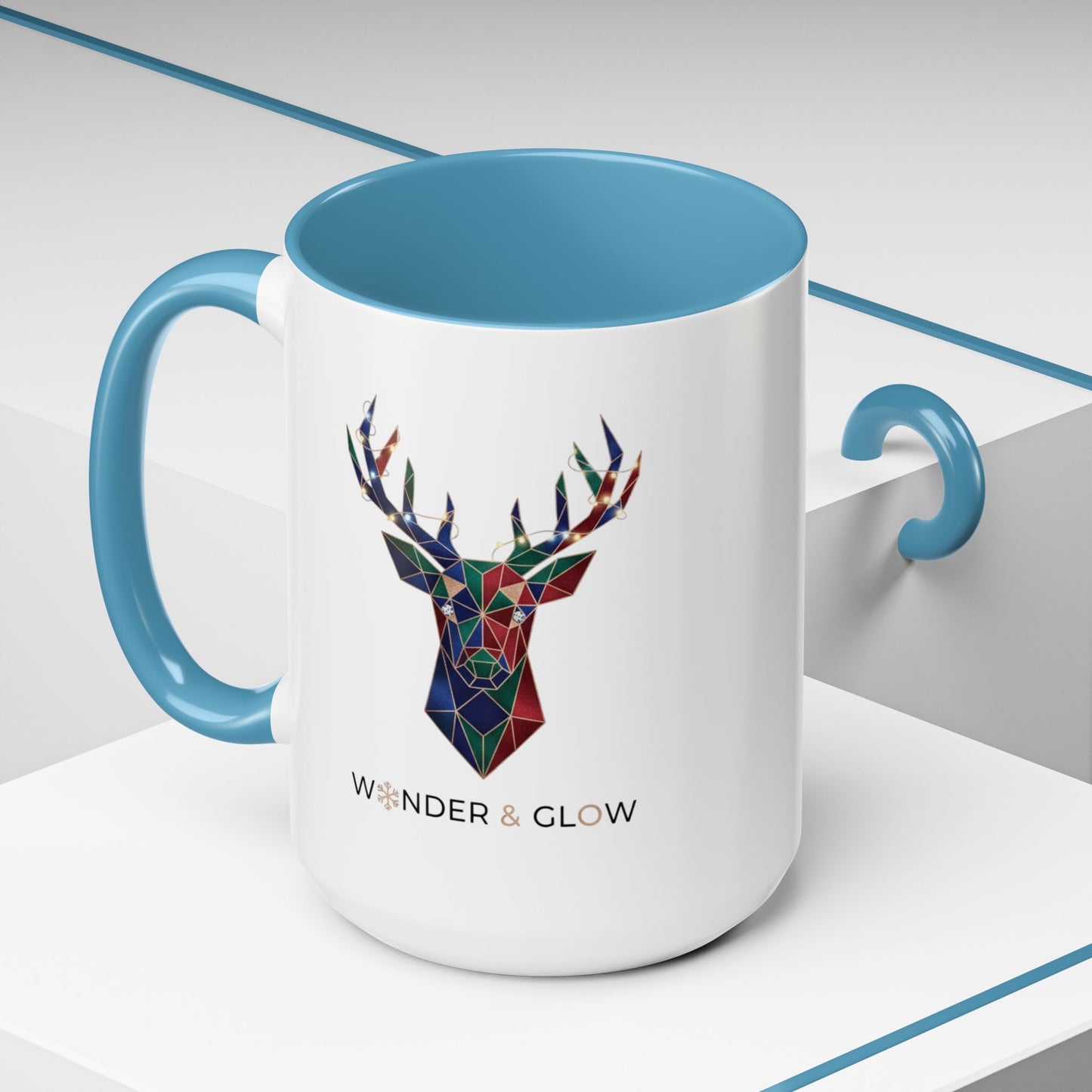 Geometric Stag Accent Coffee Mug — "Wonder & Glow" 11/15oz