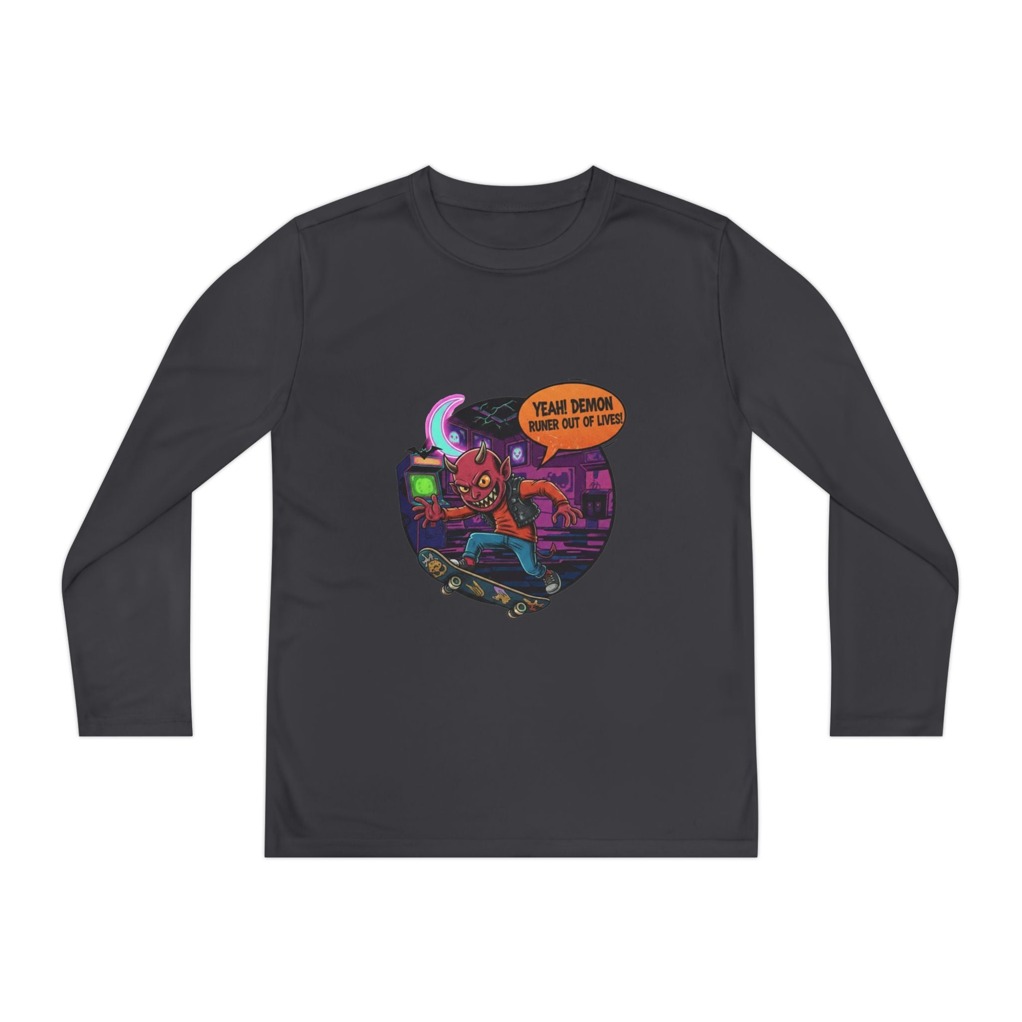 Youth Long Sleeve Graphic Tee, Fun Kids Shirt, Halloween Costume Top, Creative Gift for Boys, Unique Kids Fashion