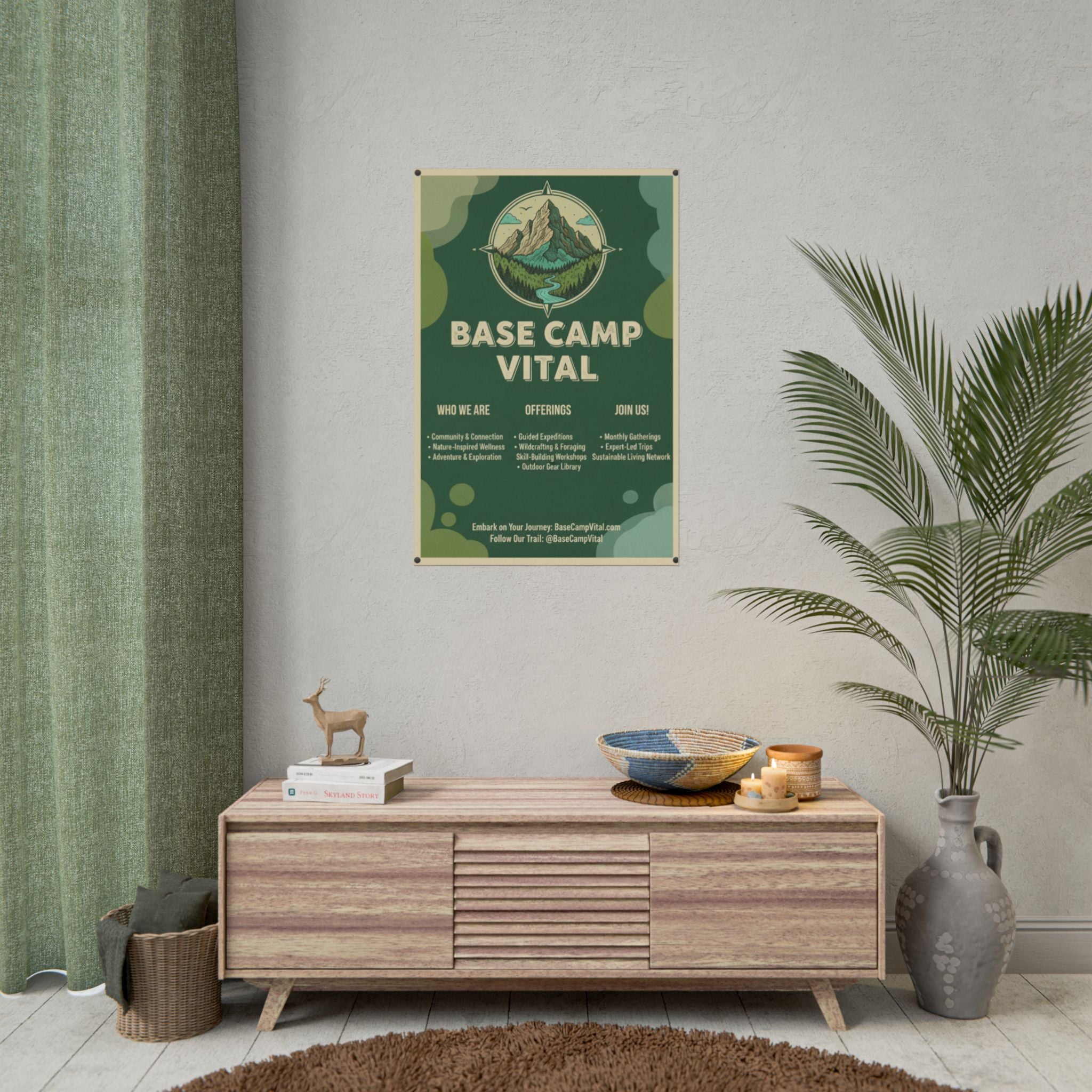 Base Camp Vital Nature-Inspired Rolled Posters for Adventure Lovers, Wall Decor for Outdoor Enthusiasts, Eco-Friendly Art, Mountain Decor, Camp Vibes