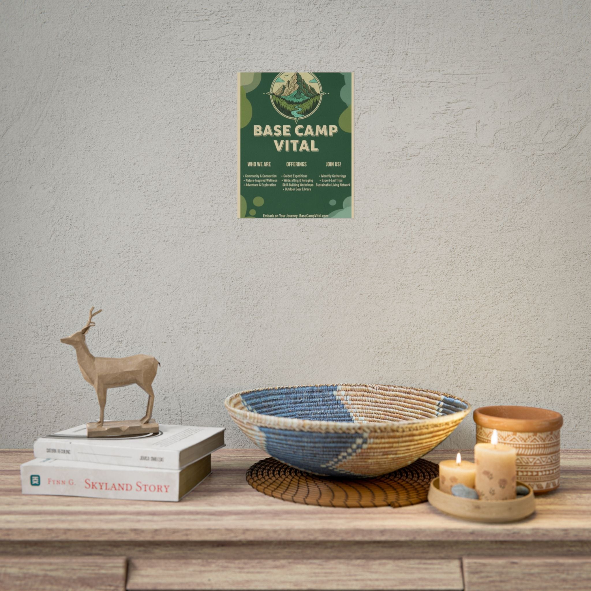 Base Camp Vital Nature-Inspired Rolled Posters for Adventure Lovers, Wall Decor for Outdoor Enthusiasts, Eco-Friendly Art, Mountain Decor, Camp Vibes