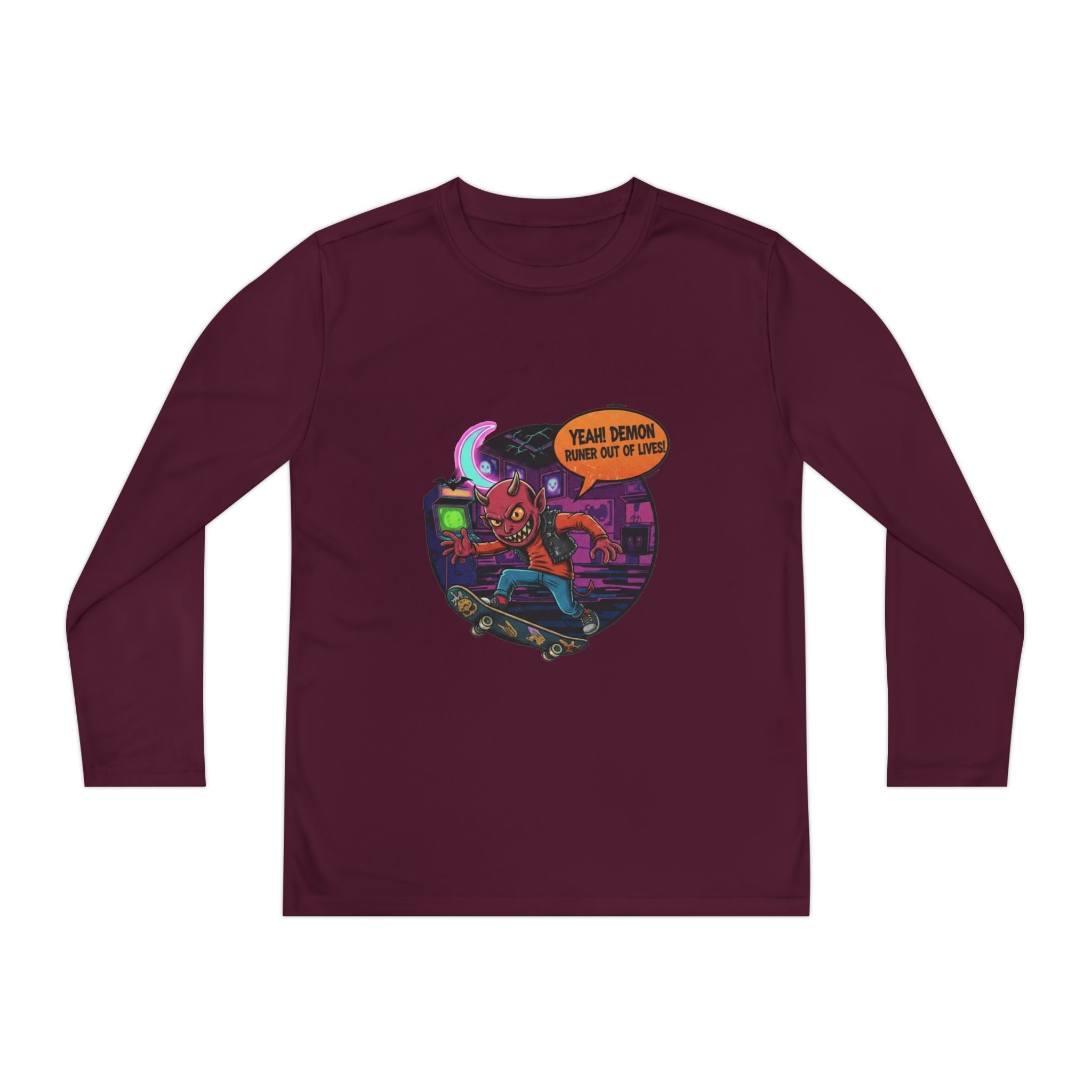 Youth Long Sleeve Graphic Tee, Fun Kids Shirt, Halloween Costume Top, Creative Gift for Boys, Unique Kids Fashion
