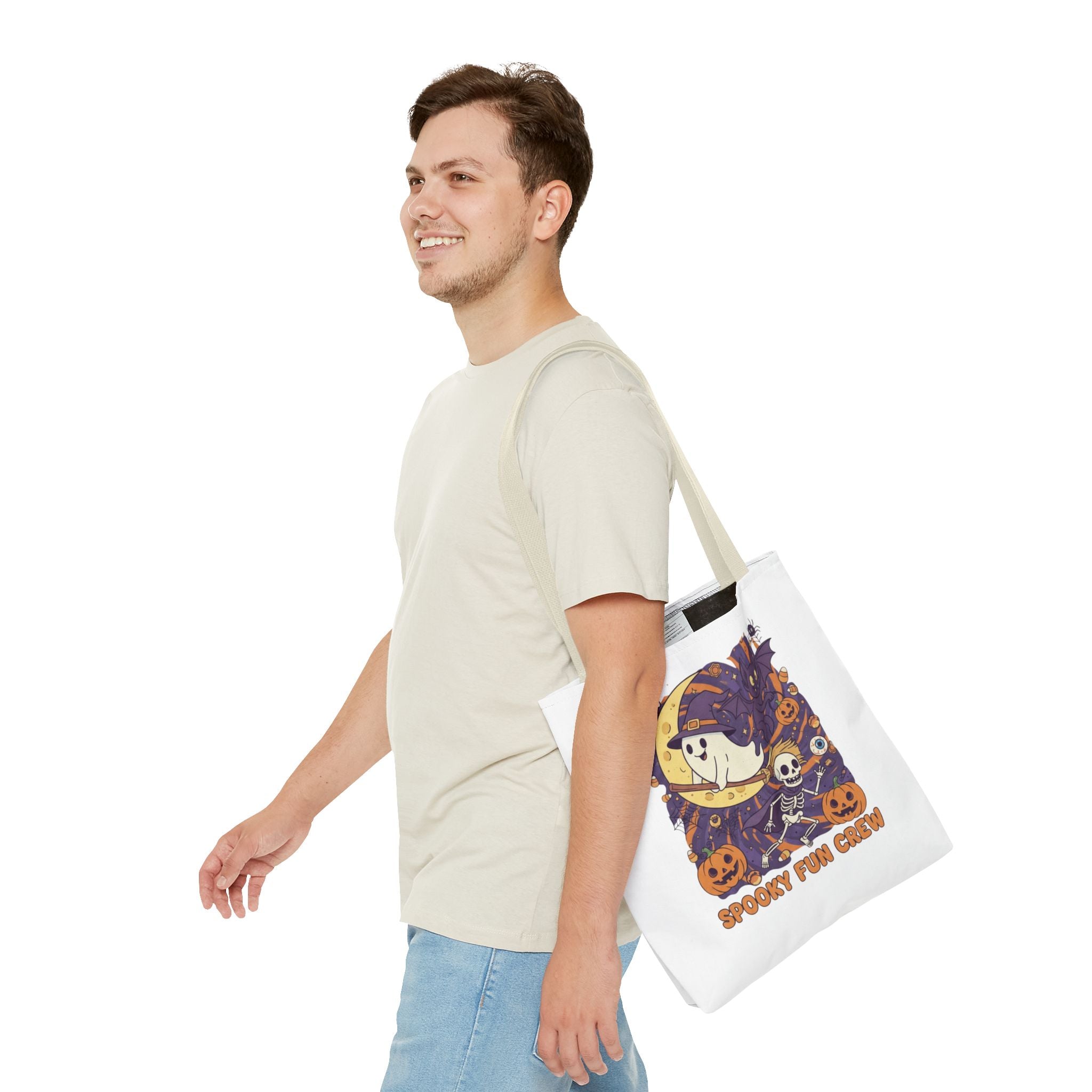Spooky Fun Crew Halloween Tote Bag, Trick or Treat Bag, Haunted House Accessory, Fall Gift, Party Favor