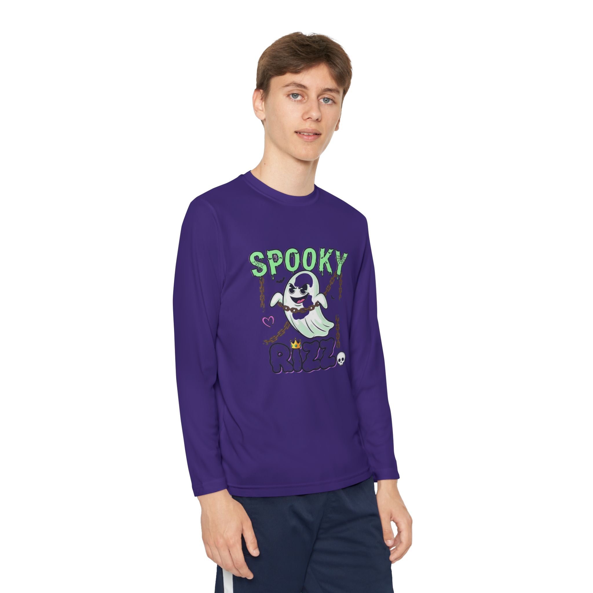 Spooky Long Sleeve Tee, Kids Ghost Shirt, Halloween Shirt, Youth Halloween Apparel, Spooky Vibes Tee, Ghostly Fun Wear