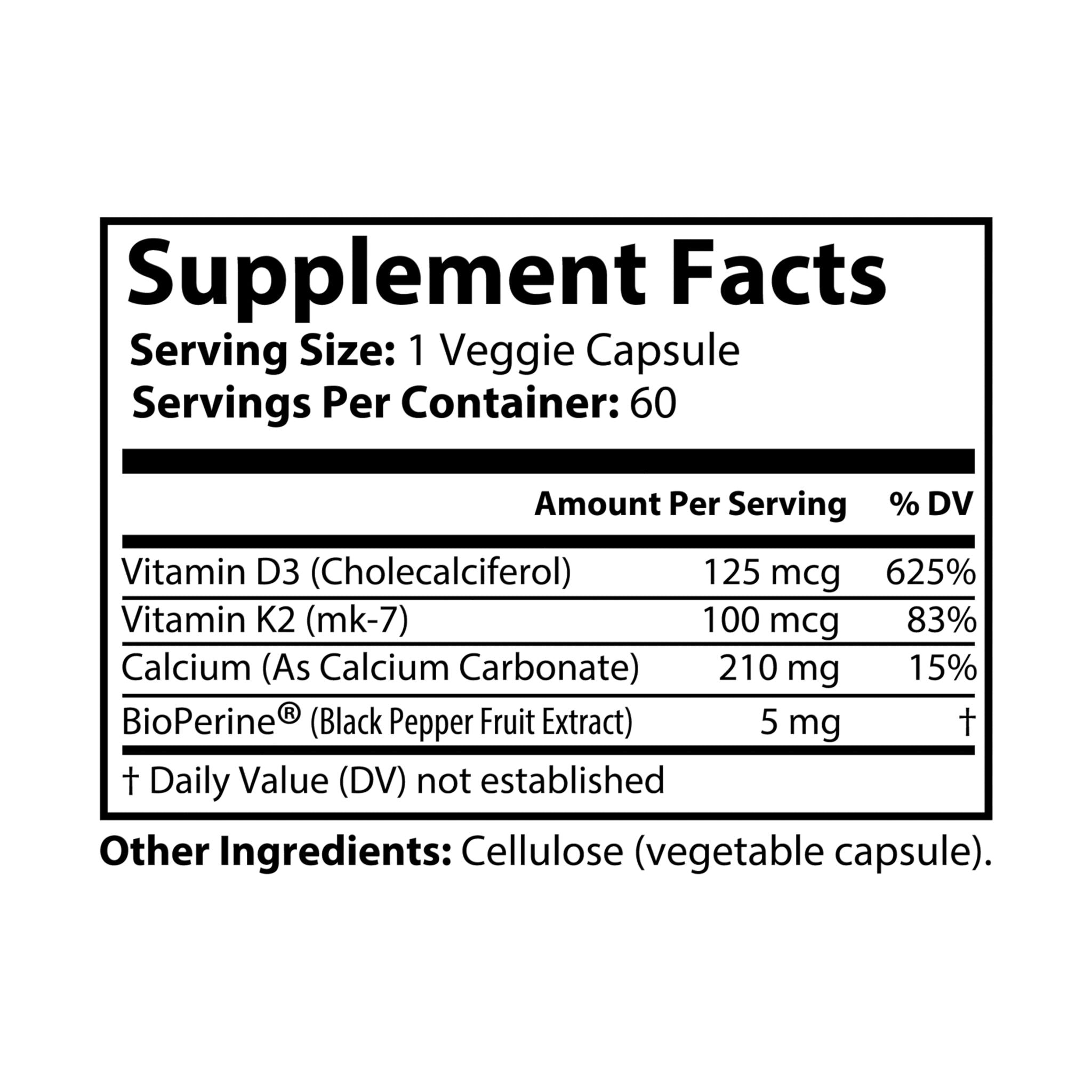 Base Camp Vital Vitamin K2 + D3 Supplement (60 Capsules)