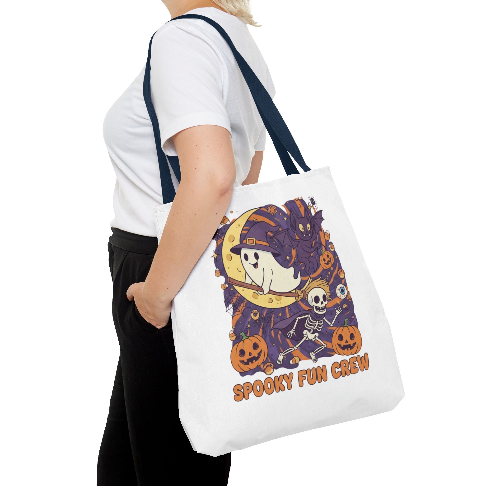 Spooky Fun Crew Halloween Tote Bag, Trick or Treat Bag, Haunted House Accessory, Fall Gift, Party Favor