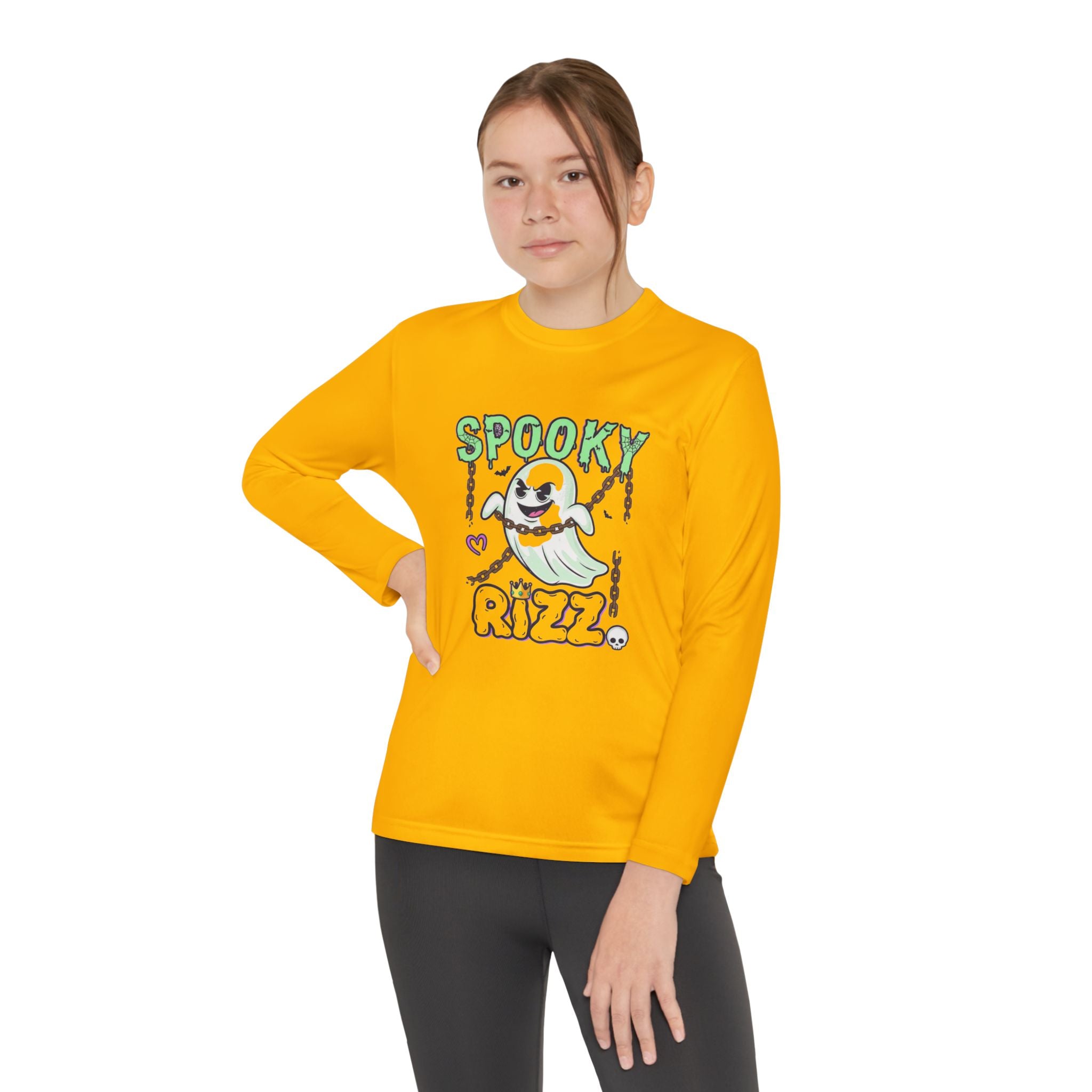 Spooky Long Sleeve Tee, Kids Ghost Shirt, Halloween Shirt, Youth Halloween Apparel, Spooky Vibes Tee, Ghostly Fun Wear