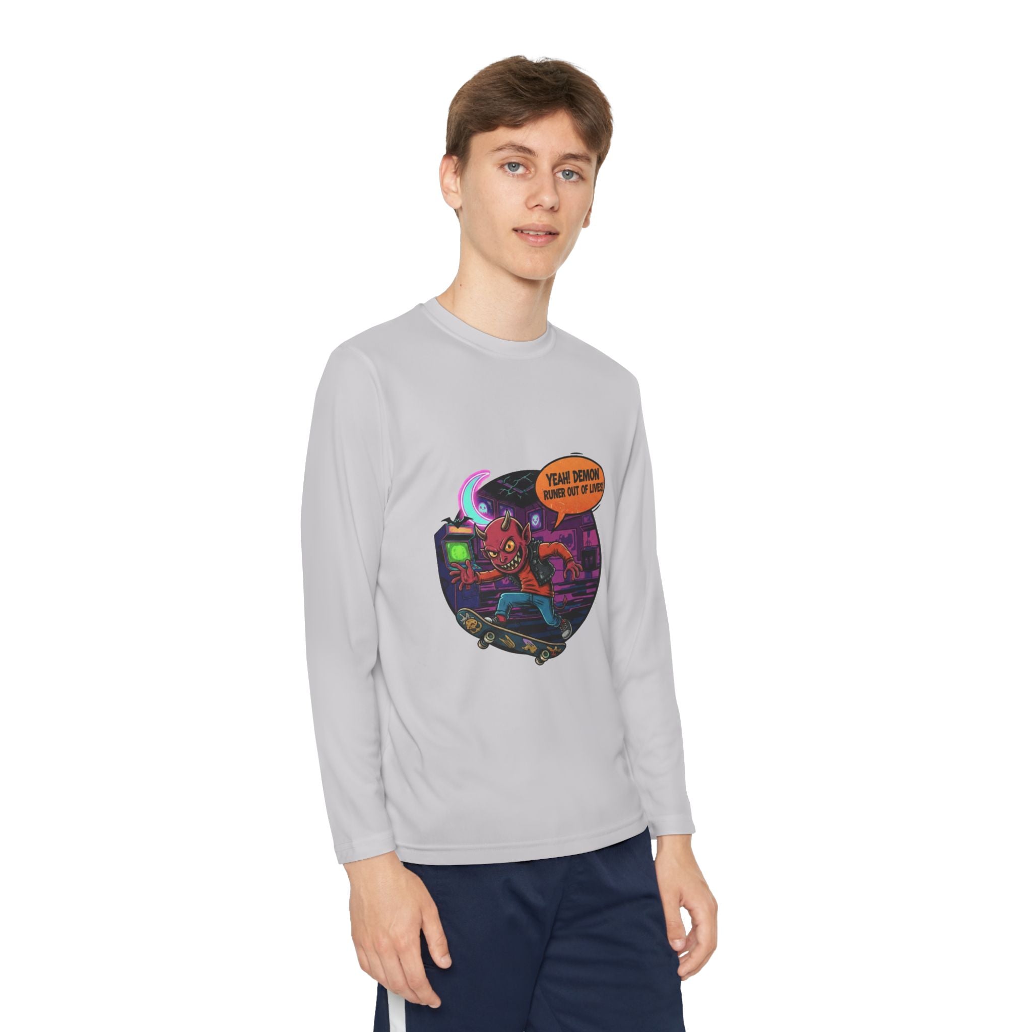 Youth Long Sleeve Graphic Tee, Fun Kids Shirt, Halloween Costume Top, Creative Gift for Boys, Unique Kids Fashion