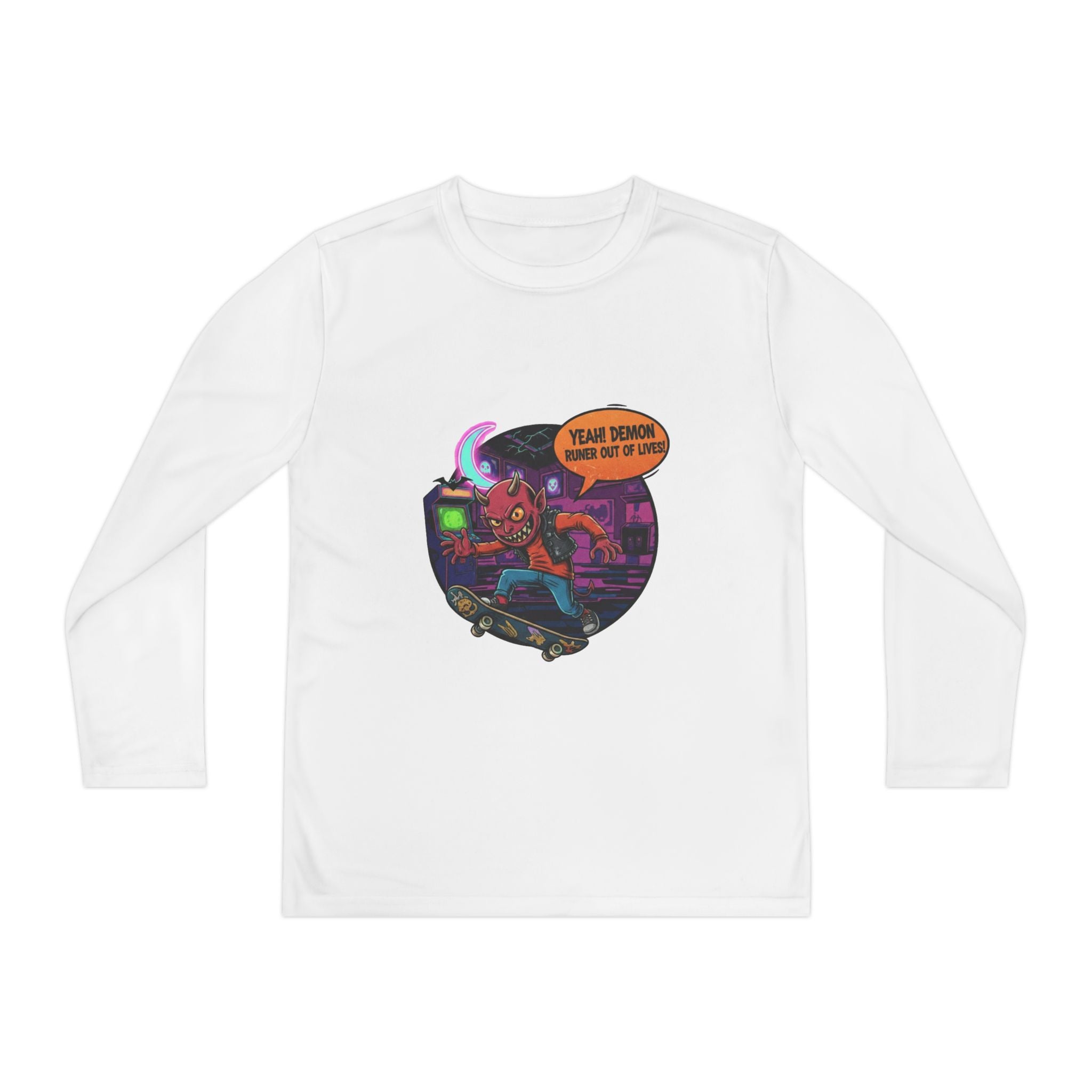 Youth Long Sleeve Graphic Tee, Fun Kids Shirt, Halloween Costume Top, Creative Gift for Boys, Unique Kids Fashion