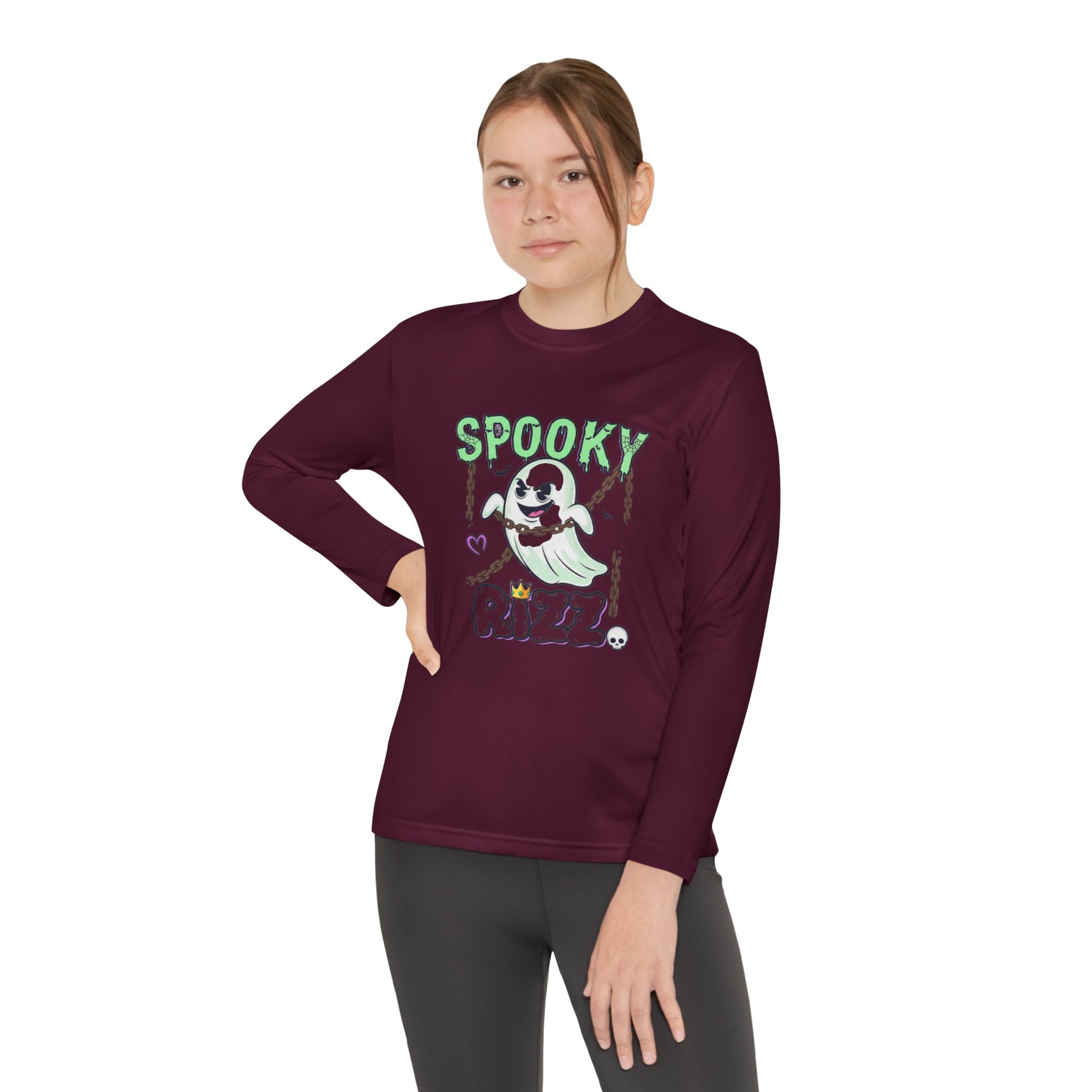 Spooky Long Sleeve Tee, Kids Ghost Shirt, Halloween Shirt, Youth Halloween Apparel, Spooky Vibes Tee, Ghostly Fun Wear