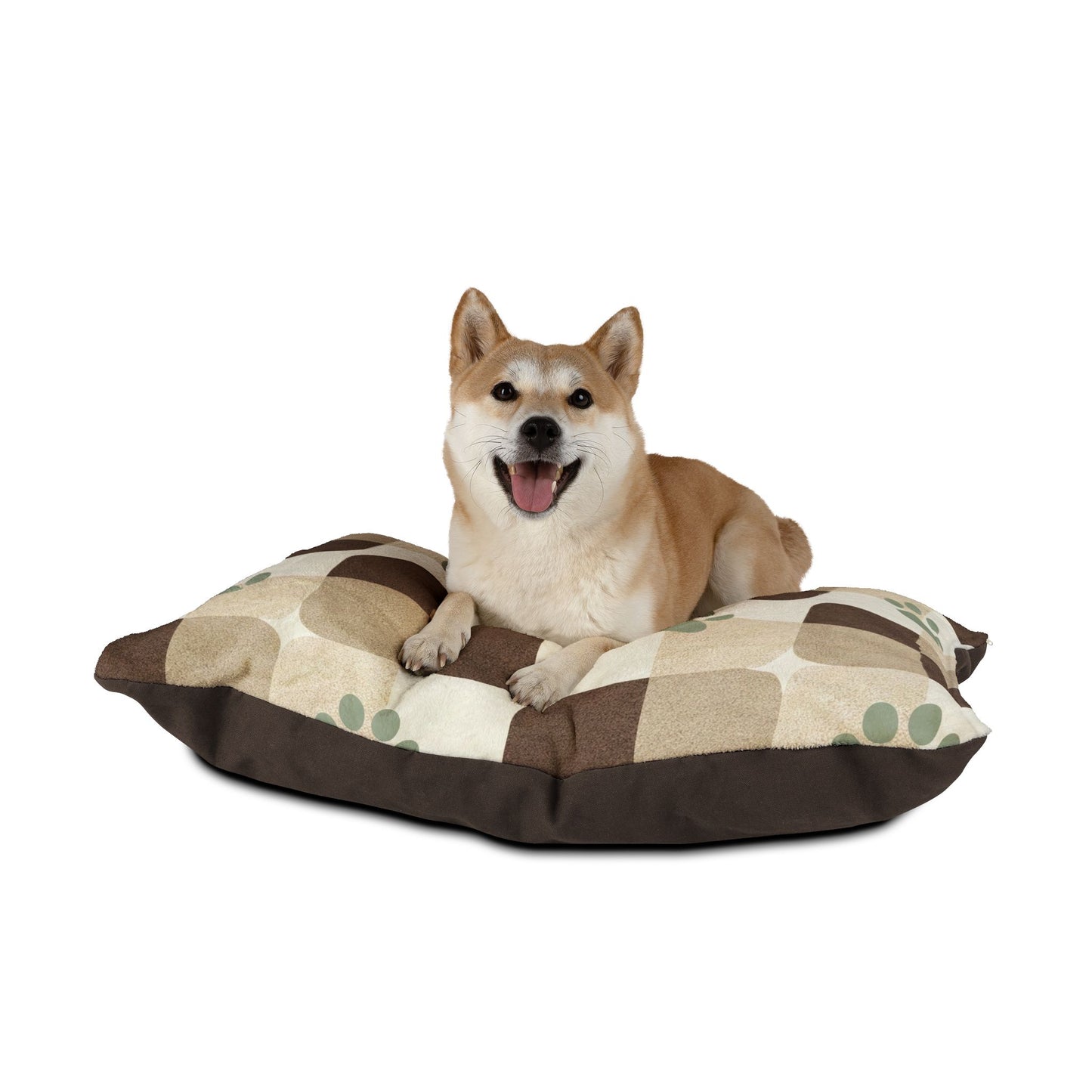 Cozy Check Paw Print Pet Bed