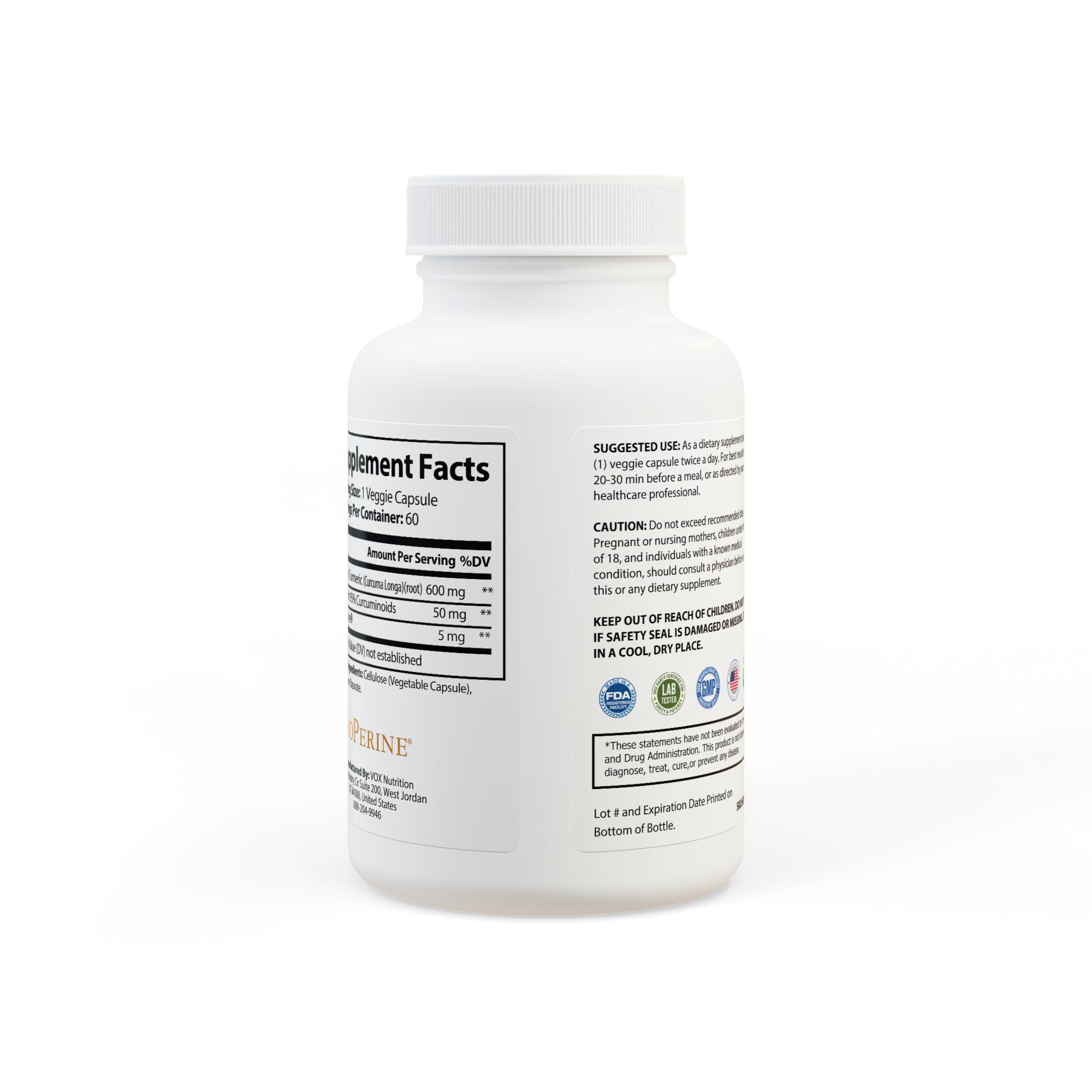 Base Camp Vital Turmeric with BioPerine® (Black Pepper Fruit Extract) Supplement (60 Capsules)