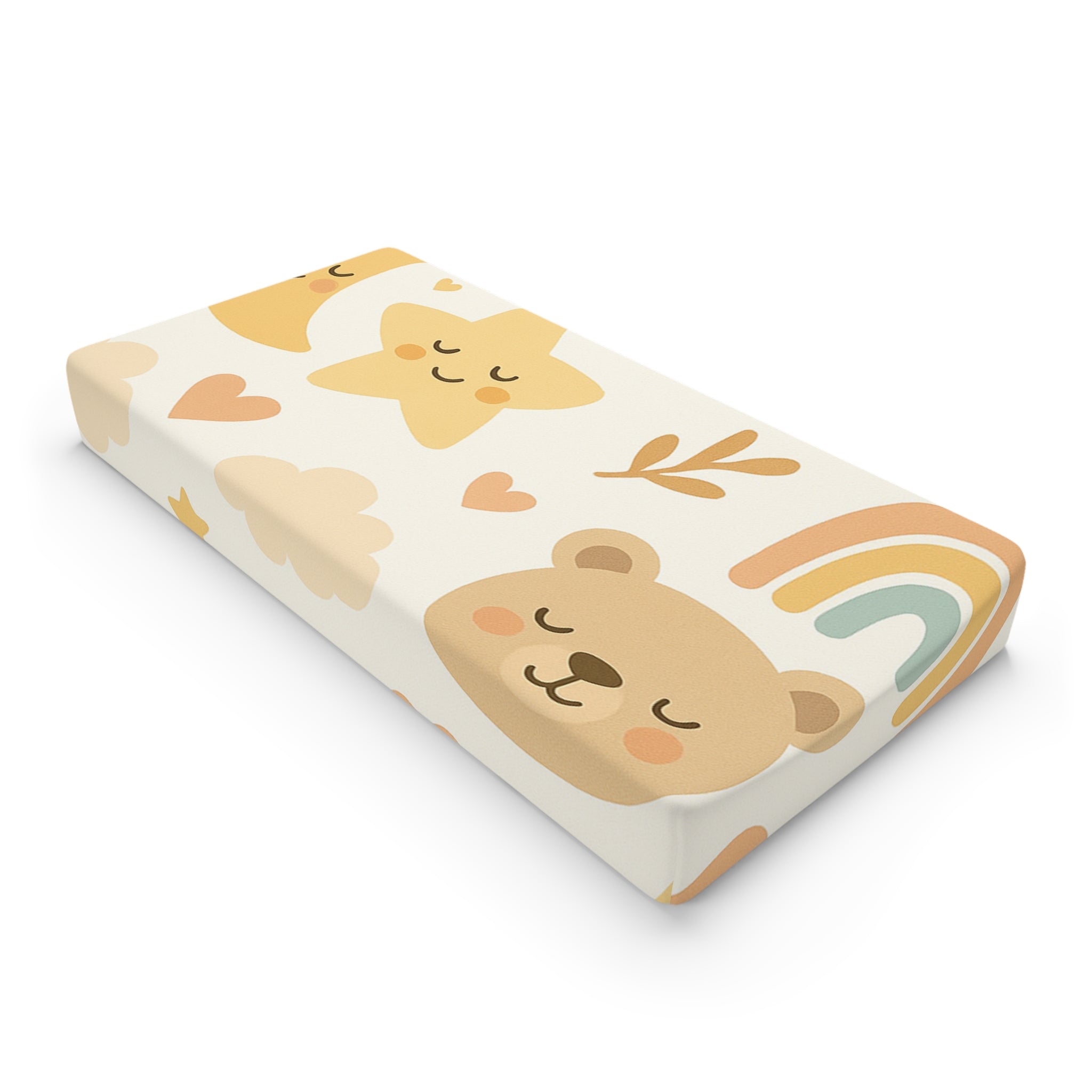 Whimsical Baby Changing Pad Cover with Cloud and Animal Design