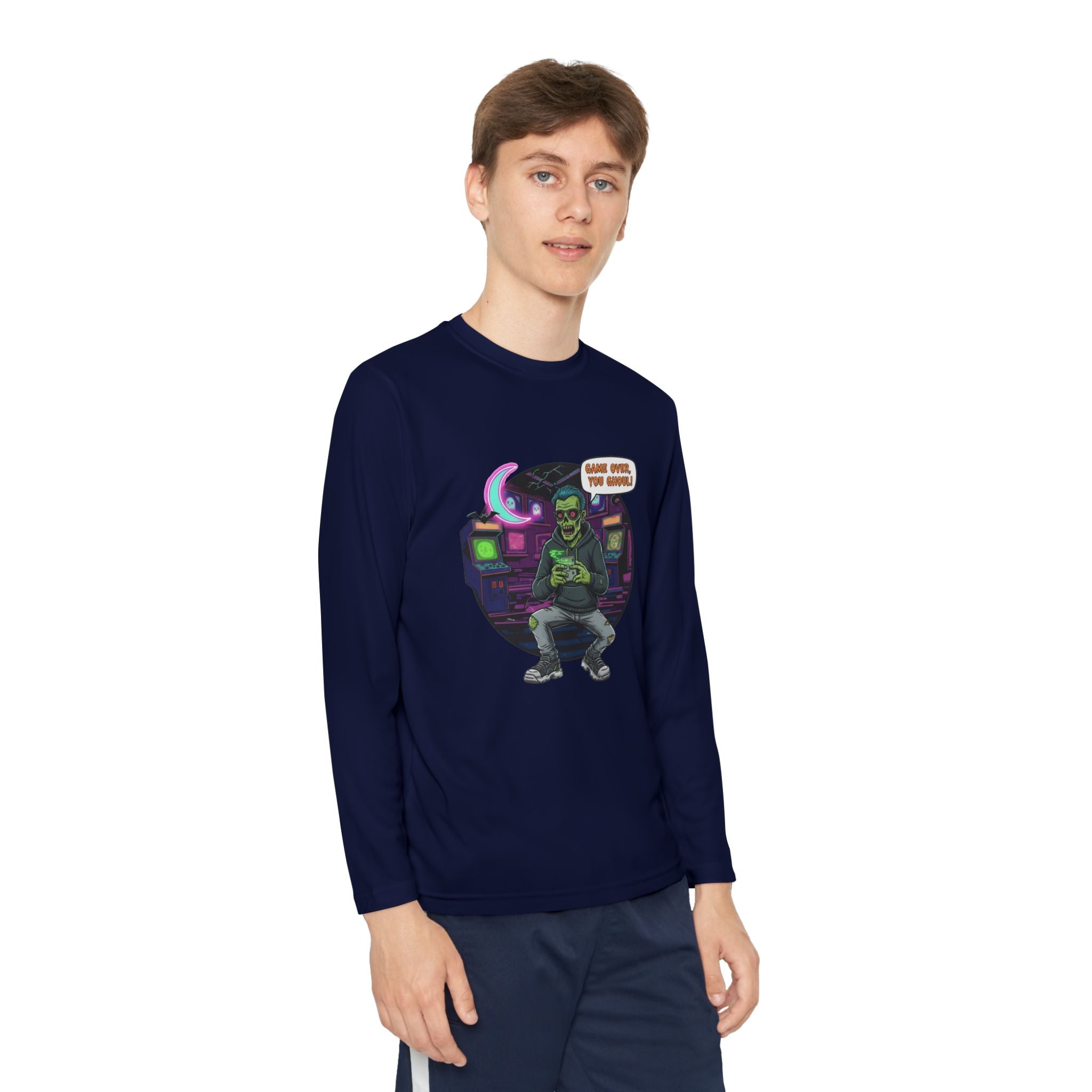 Youth Long Sleeve Tee, Gamer Shirt, Kids Graphic Tee, Halloween Costume Top, Fun Kids Apparel, Birthday Gift for Boys