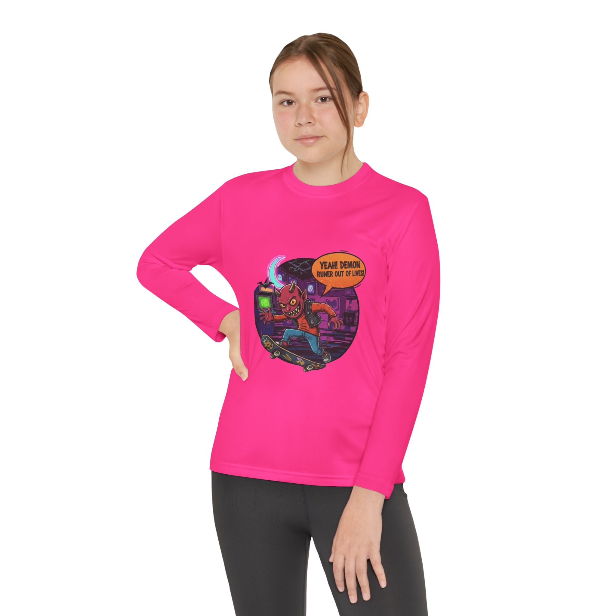 Youth Long Sleeve Graphic Tee, Fun Kids Shirt, Halloween Costume Top, Creative Gift for Boys, Unique Kids Fashion