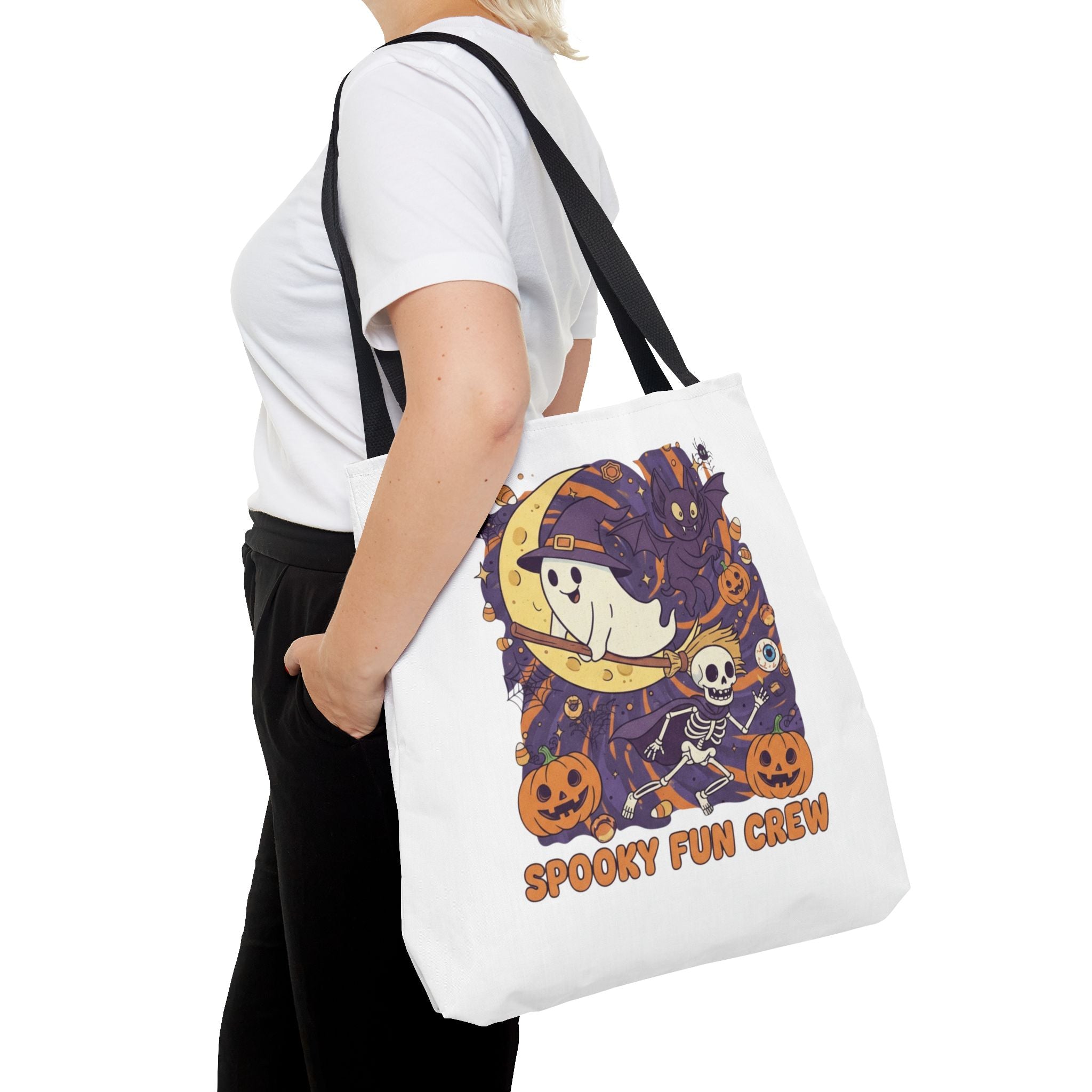 Spooky Fun Crew Halloween Tote Bag, Trick or Treat Bag, Haunted House Accessory, Fall Gift, Party Favor