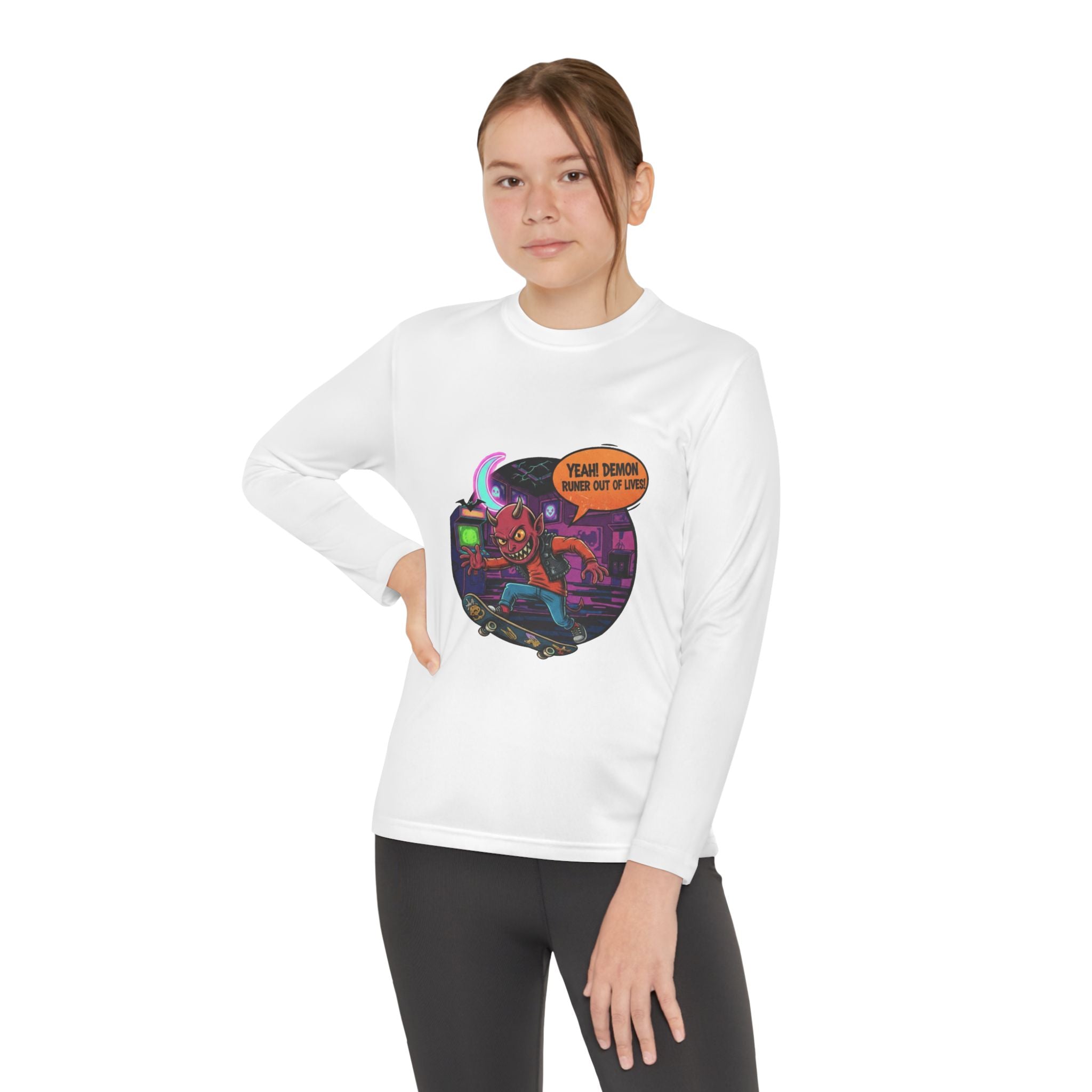 Youth Long Sleeve Graphic Tee, Fun Kids Shirt, Halloween Costume Top, Creative Gift for Boys, Unique Kids Fashion