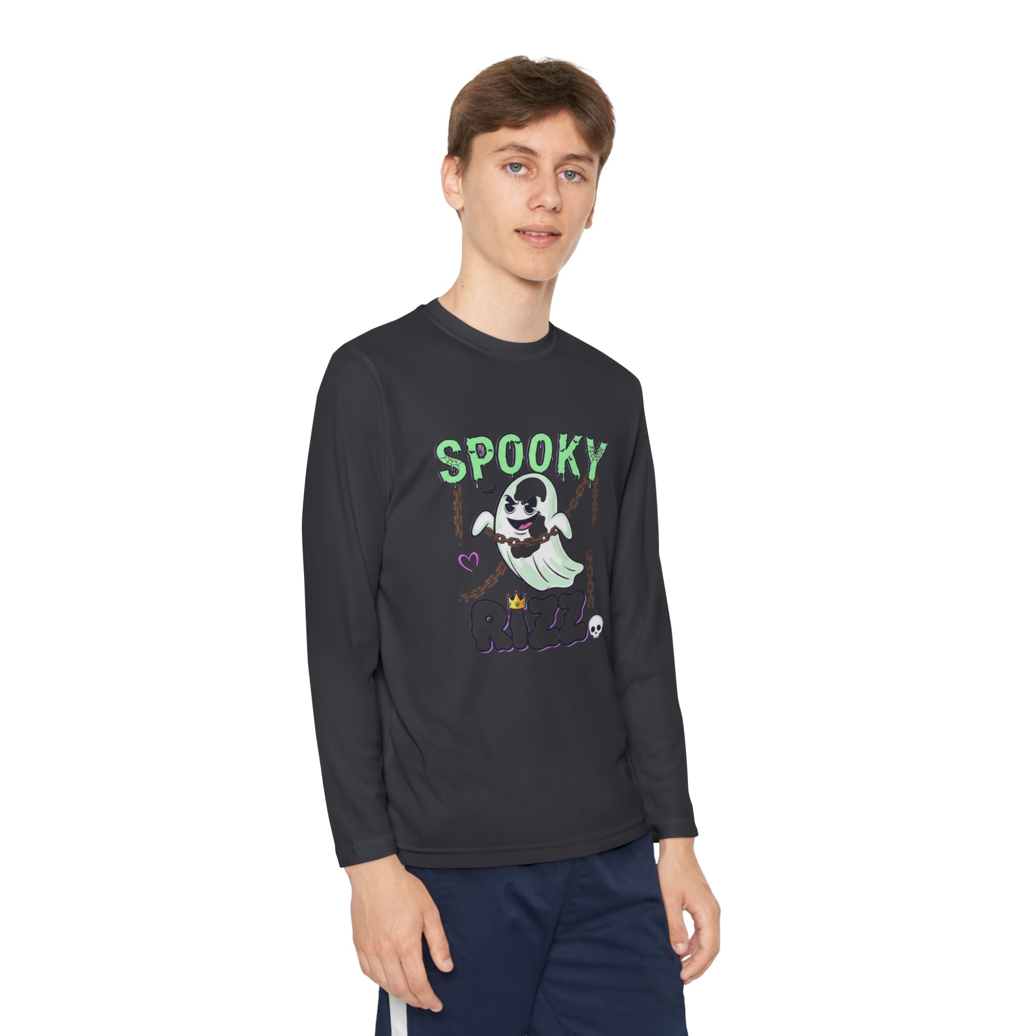 Spooky Long Sleeve Tee, Kids Ghost Shirt, Halloween Shirt, Youth Halloween Apparel, Spooky Vibes Tee, Ghostly Fun Wear