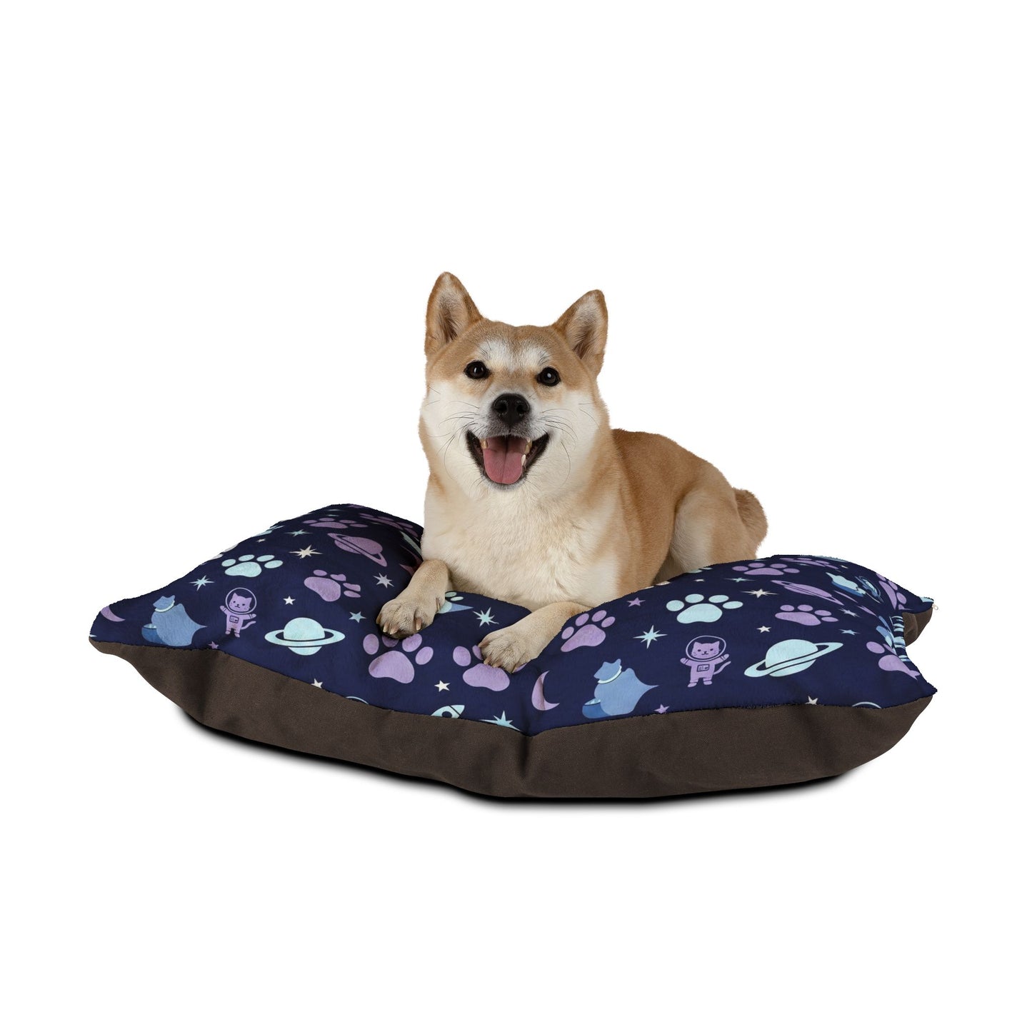 Space Paws Pet Bed — Galaxy Paw Print Cozy Cushion for Dogs & Cats
