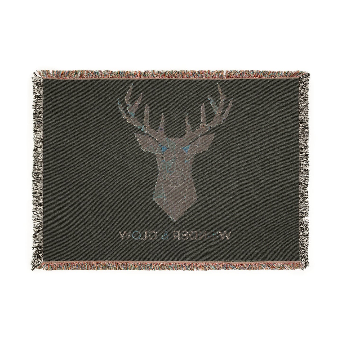 Modern Deer Head Woven Blanket — 'Wonder & Glow' Rustic Cabin Throw