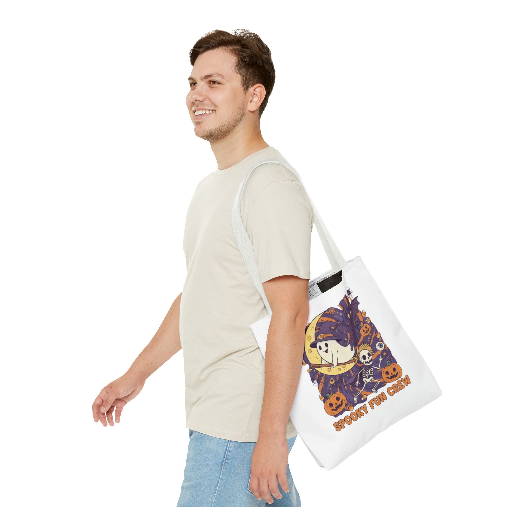 Spooky Fun Crew Halloween Tote Bag, Trick or Treat Bag, Haunted House Accessory, Fall Gift, Party Favor