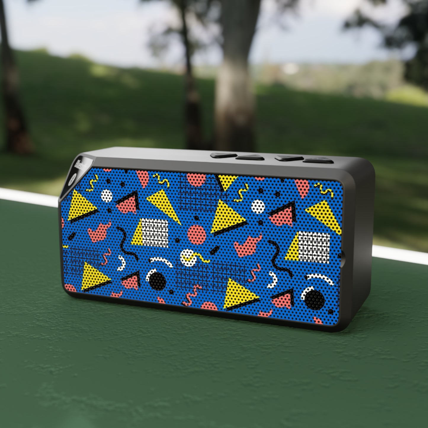 80’s Memphis Retro Geometric Bluetooth Speaker — Colorful 80s-Inspired Portable Audio