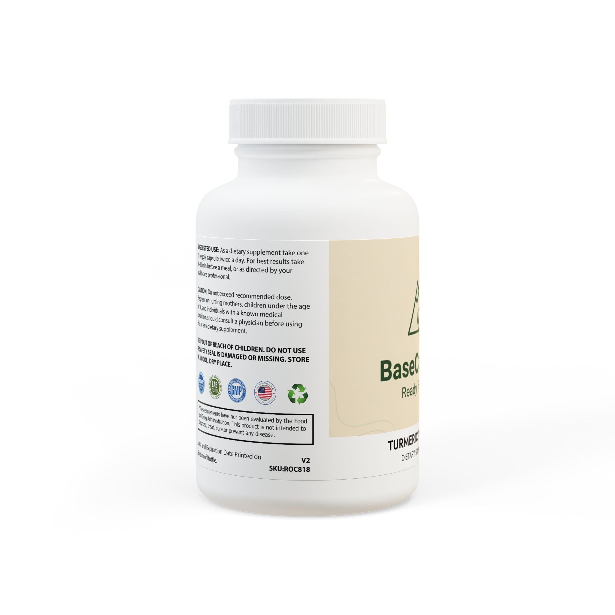 Base Camp Vital Turmeric with BioPerine® (Black Pepper Fruit Extract) Supplement (60 Capsules)