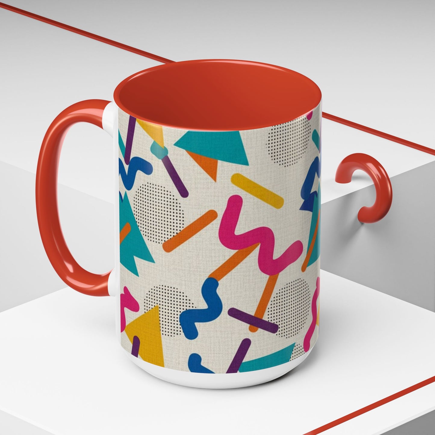Retro Memphis Pattern Coffee Mug — 11/15oz Accent Ceramic Mug