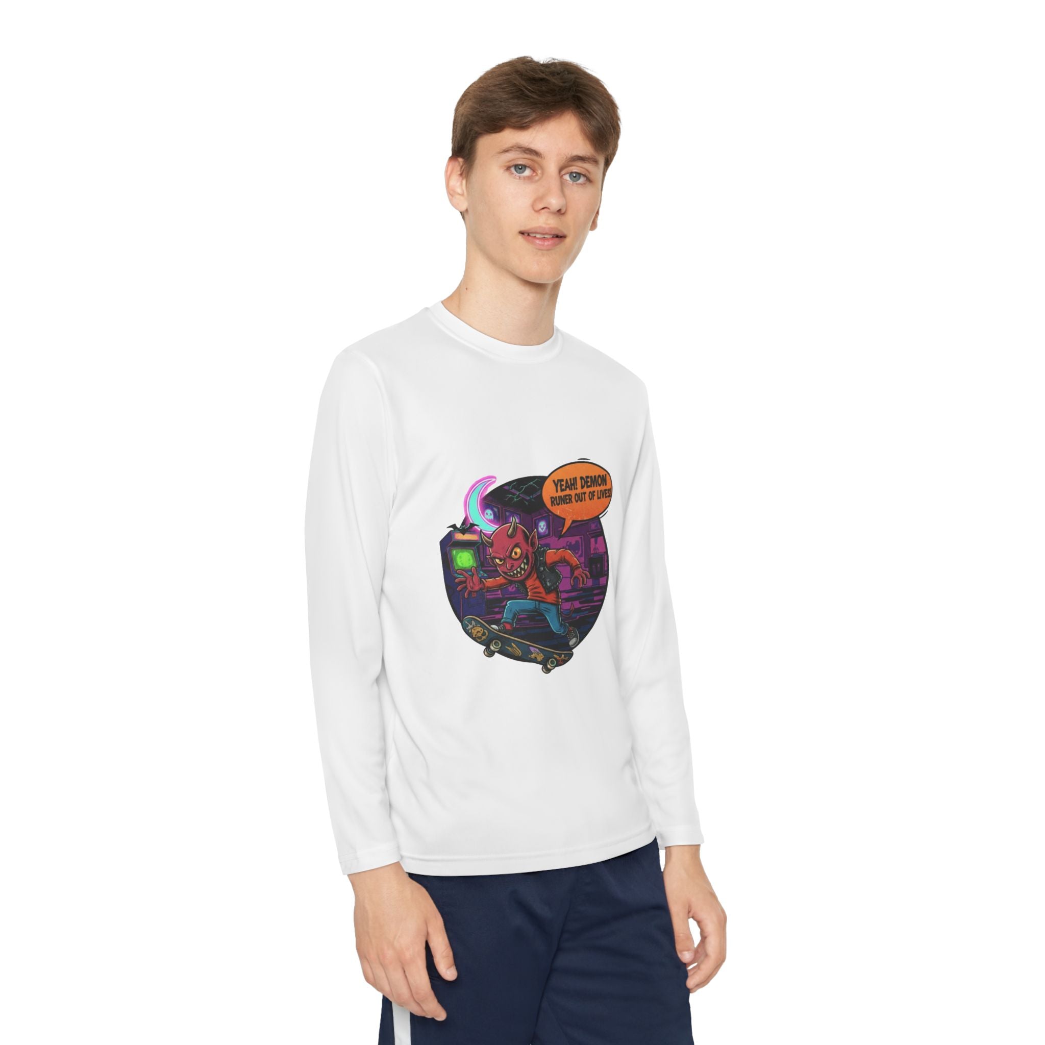 Youth Long Sleeve Graphic Tee, Fun Kids Shirt, Halloween Costume Top, Creative Gift for Boys, Unique Kids Fashion
