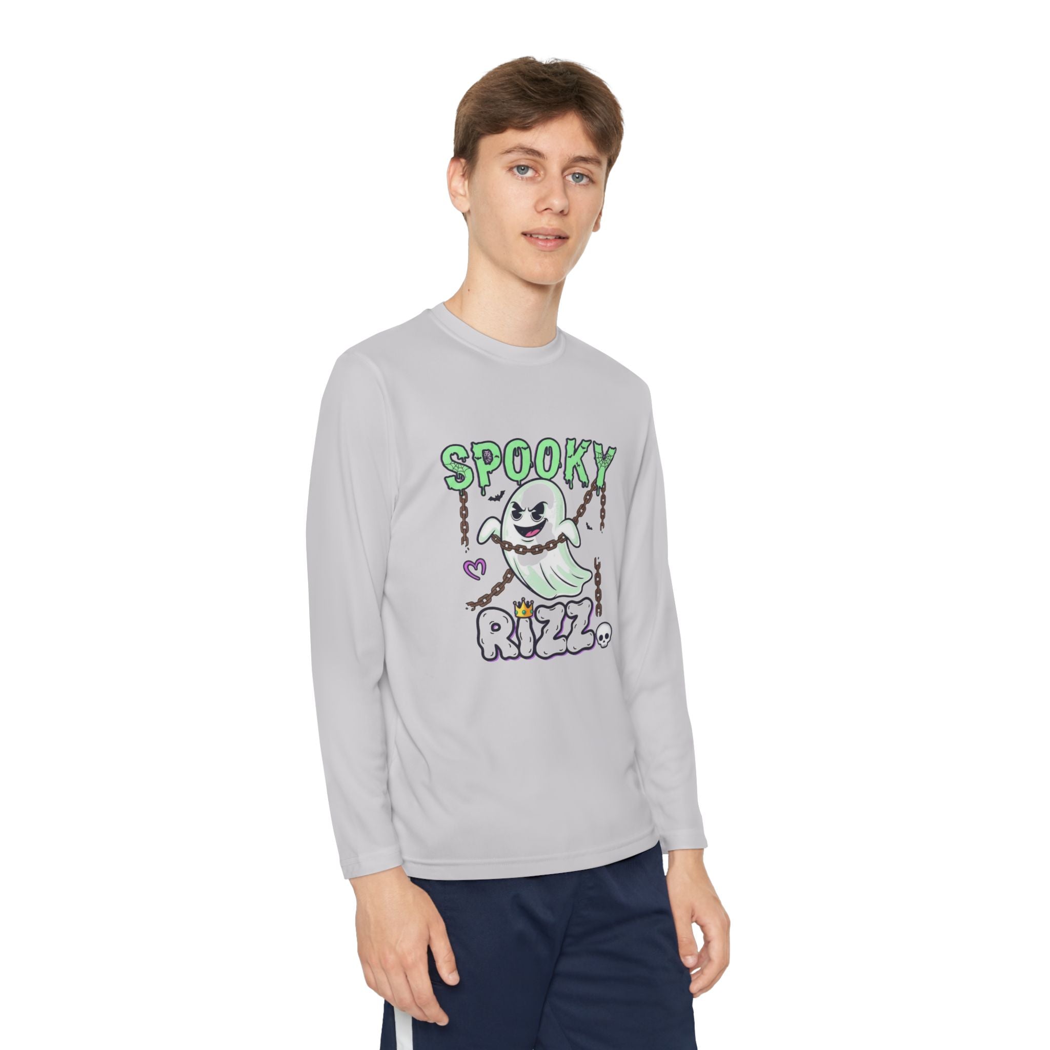 Spooky Long Sleeve Tee, Kids Ghost Shirt, Halloween Shirt, Youth Halloween Apparel, Spooky Vibes Tee, Ghostly Fun Wear