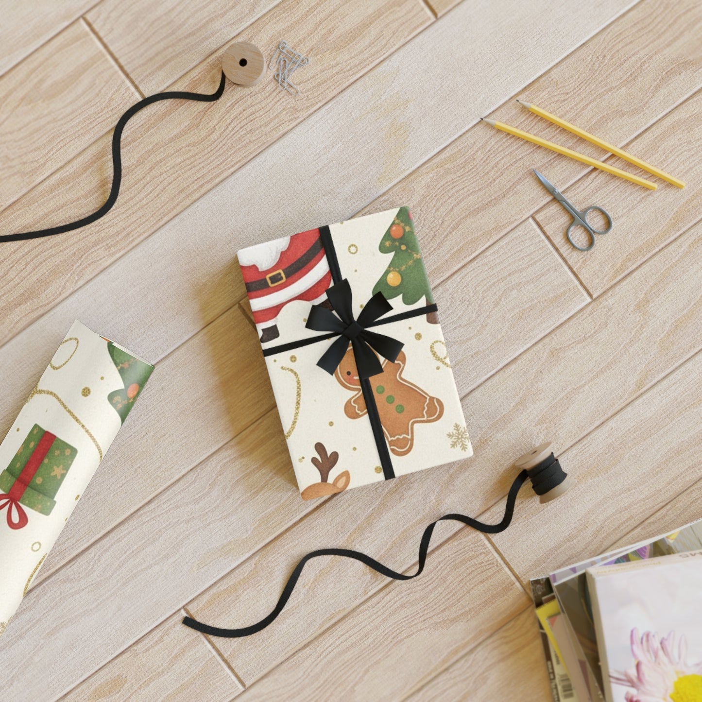 Santa and friends Gift Wrapping Paper Rolls, 1pc
