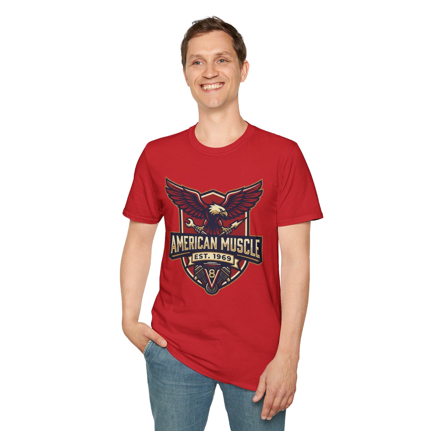 American Muscle Eagle T-Shirt — Vintage V8 Car Lover Tee
