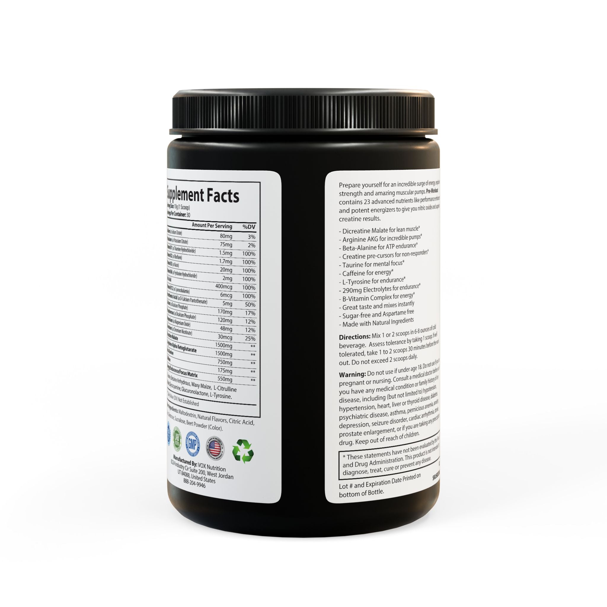 Base Camp Vital Pre-Workout Supplement, Watermelon (300g, 10.58oz)