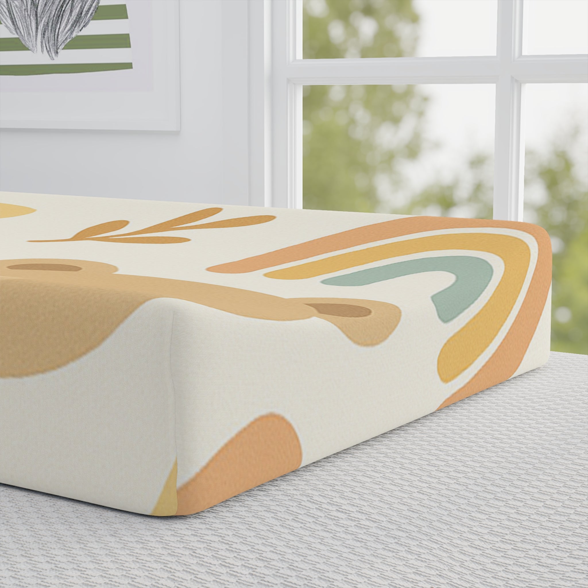 Whimsical Baby Changing Pad Cover with Cloud and Animal Design