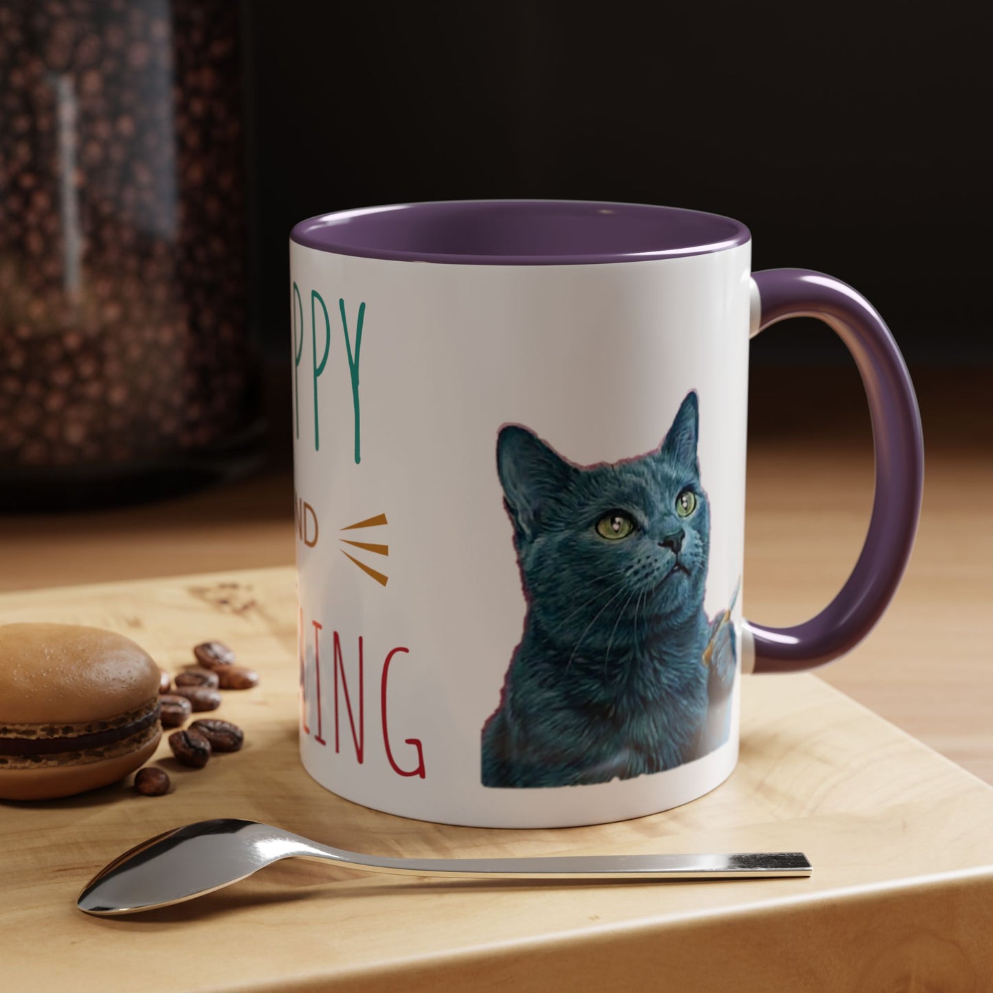 Happy and dazzling smoking cat Coffee Mug — "Happy and Dazzling" Cat Accent Mug (11/15oz) (free shipping)