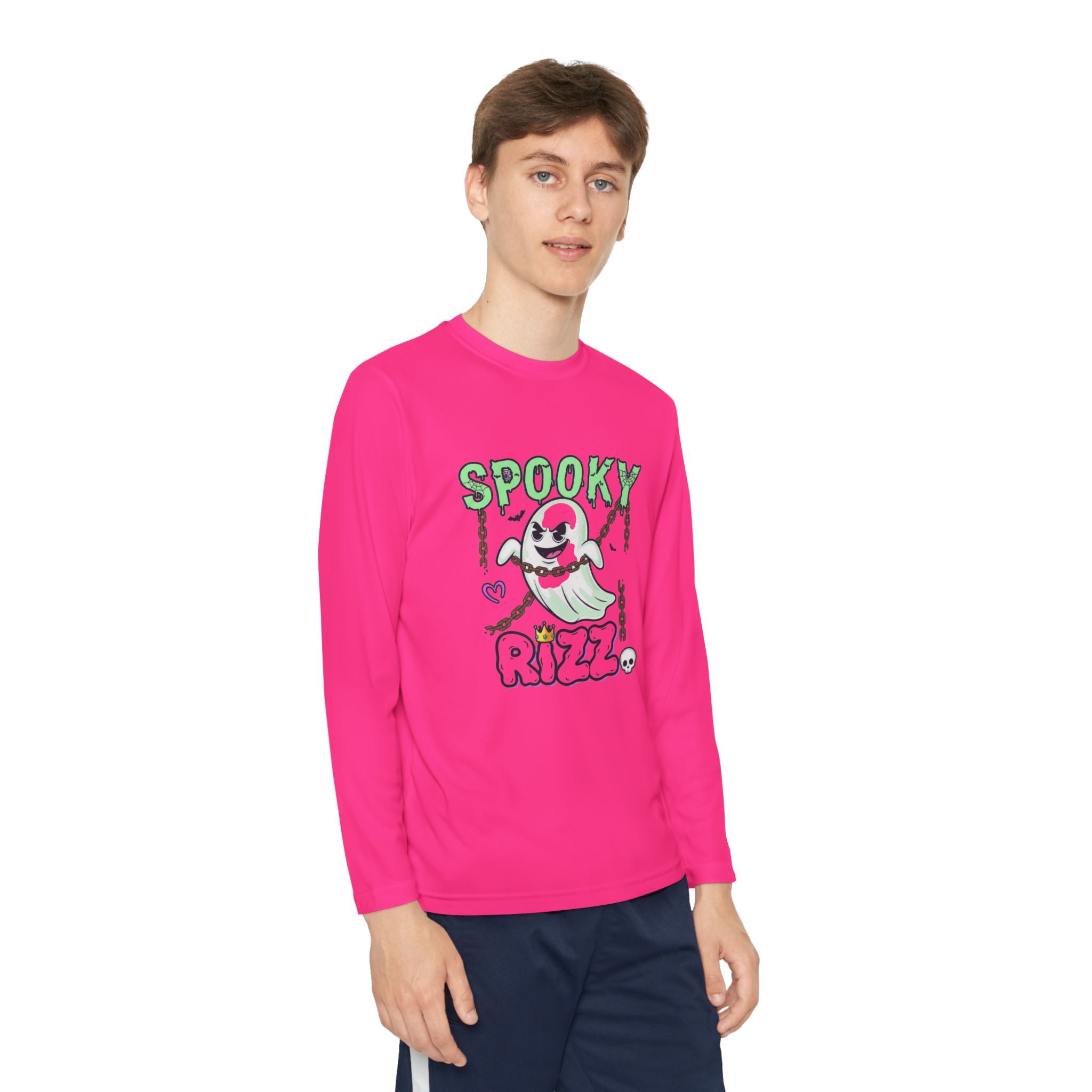 Spooky Long Sleeve Tee, Kids Ghost Shirt, Halloween Shirt, Youth Halloween Apparel, Spooky Vibes Tee, Ghostly Fun Wear