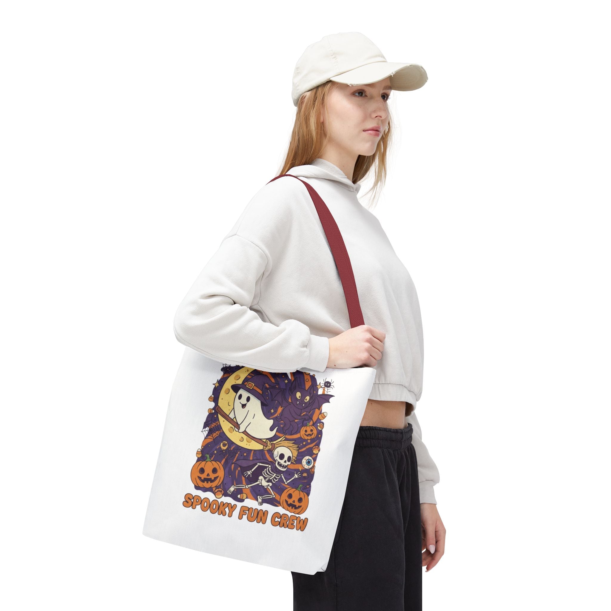 Spooky Fun Crew Halloween Tote Bag, Trick or Treat Bag, Haunted House Accessory, Fall Gift, Party Favor