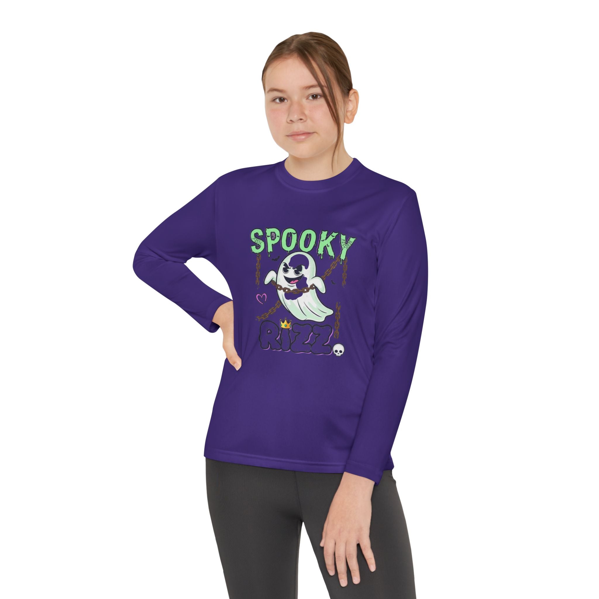 Spooky Long Sleeve Tee, Kids Ghost Shirt, Halloween Shirt, Youth Halloween Apparel, Spooky Vibes Tee, Ghostly Fun Wear