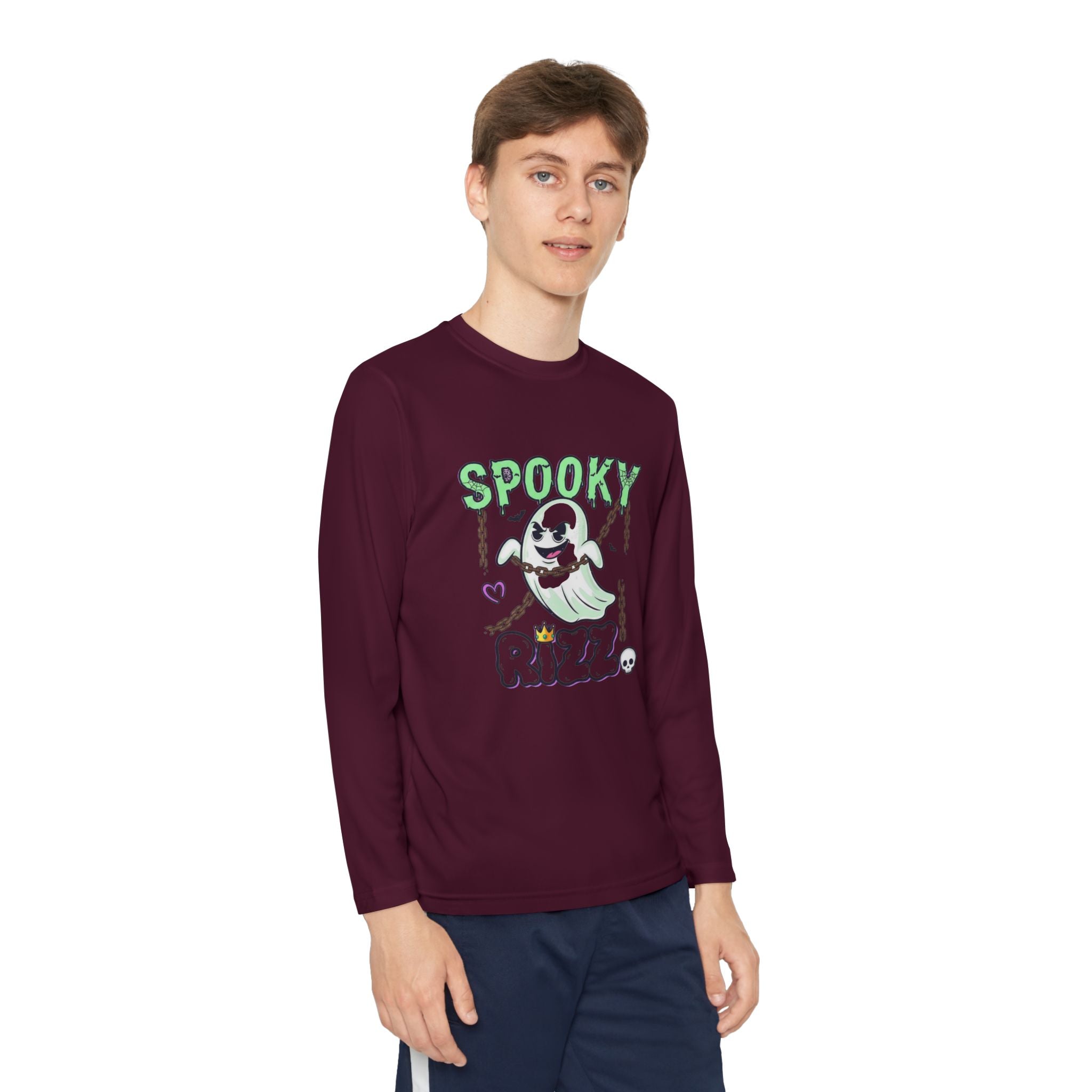Spooky Long Sleeve Tee, Kids Ghost Shirt, Halloween Shirt, Youth Halloween Apparel, Spooky Vibes Tee, Ghostly Fun Wear
