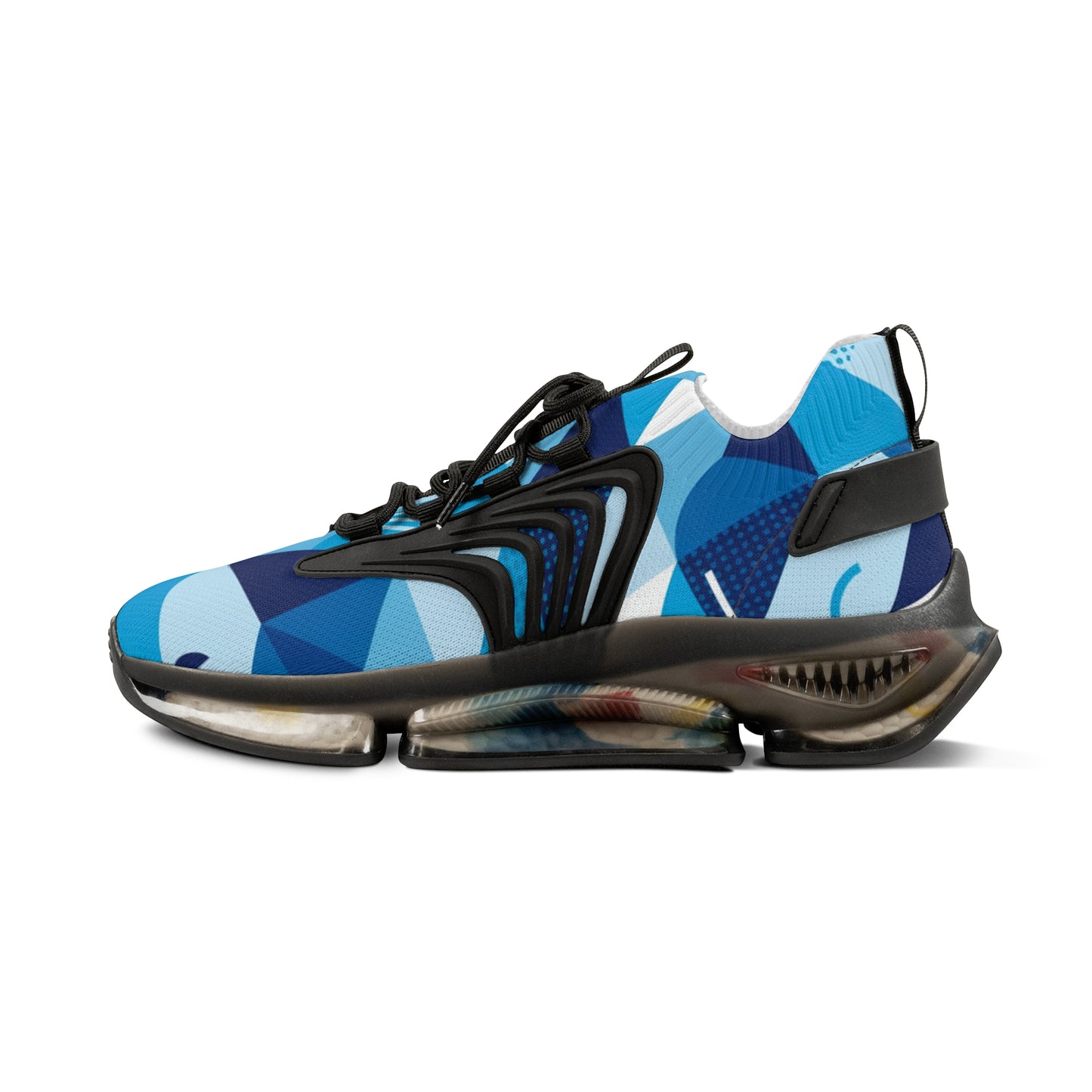 men's Blue Geometric Mesh Sneakers — Men's Athletic Shoes (free shipping)