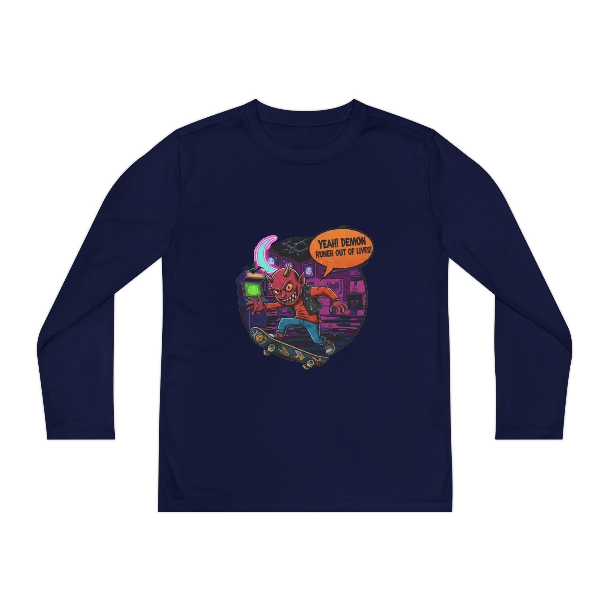 Youth Long Sleeve Graphic Tee, Fun Kids Shirt, Halloween Costume Top, Creative Gift for Boys, Unique Kids Fashion